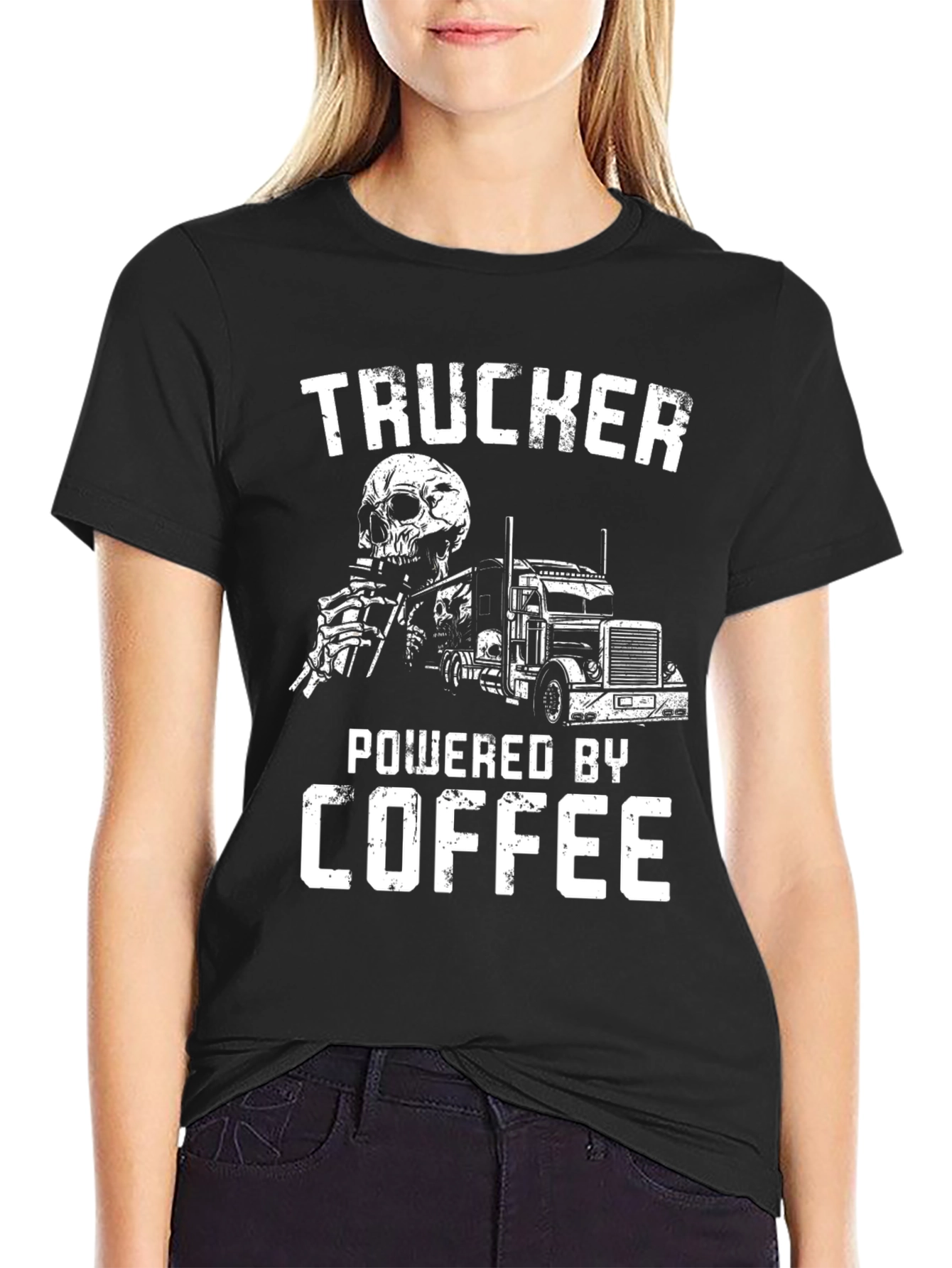 Trucker Powered by Coffee Graphic Tee
