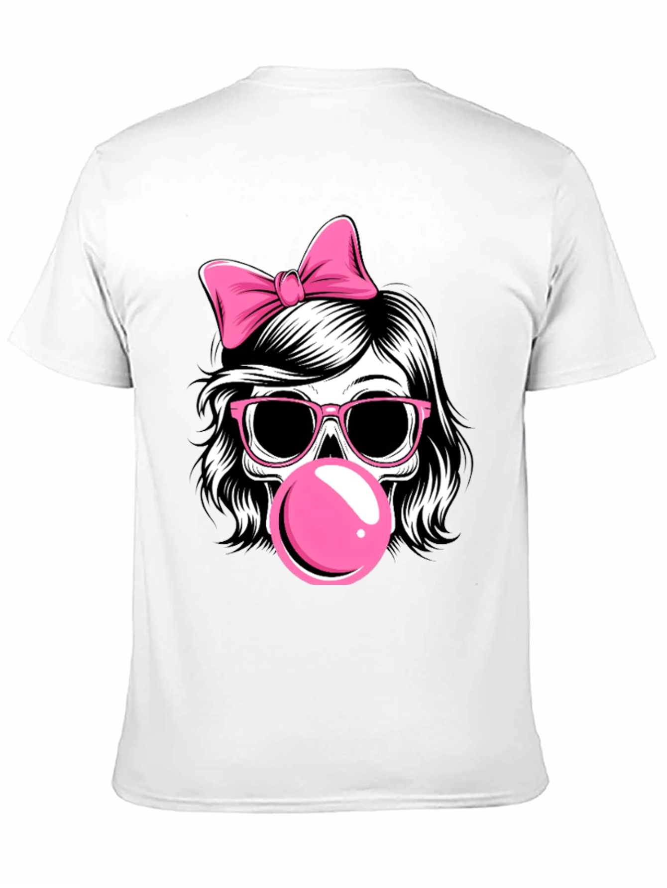 Skull Girl T-Shirt with Bow and Bubblegum