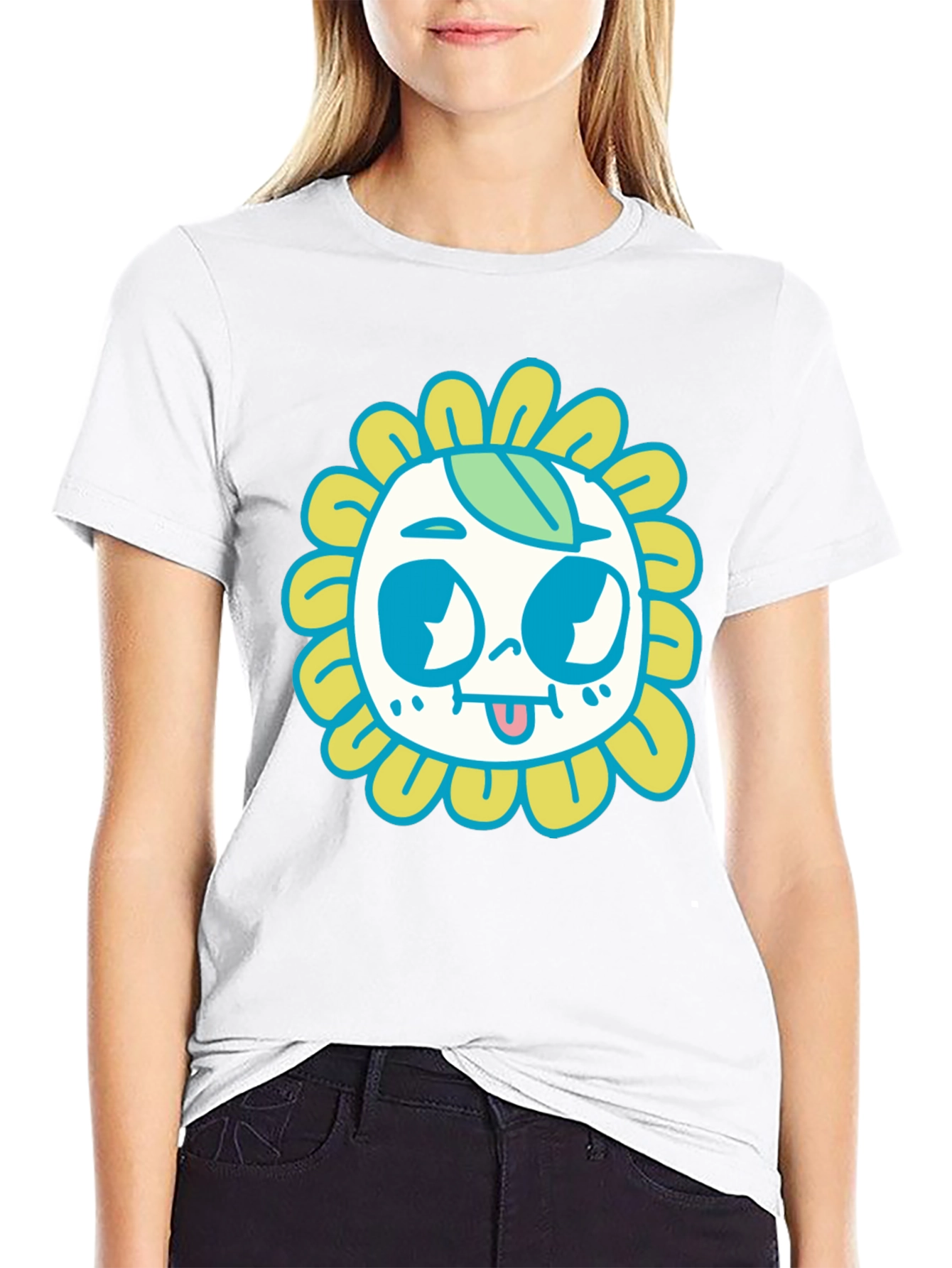 Funky Sunflower Graphic Tee - Quirky Black T-Shirt