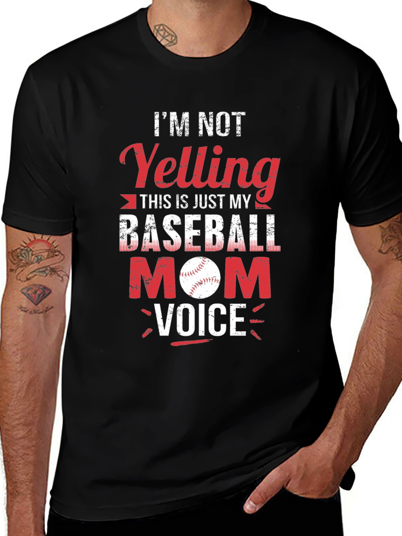 Baseball Mom T-Shirt - Yelling is Just My Voice