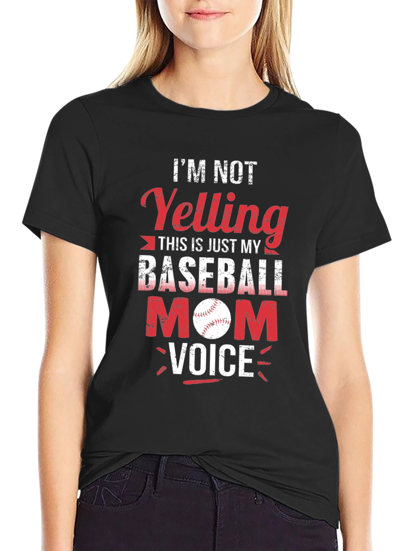 Baseball Mom T-Shirt - Yelling is Just My Voice