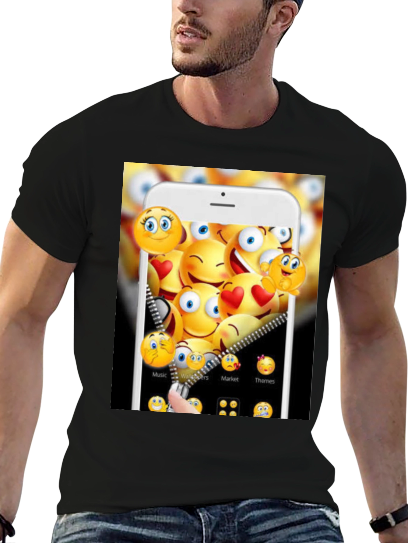 Emoji Phone Screen T-Shirt - Trendy Graphic Tee