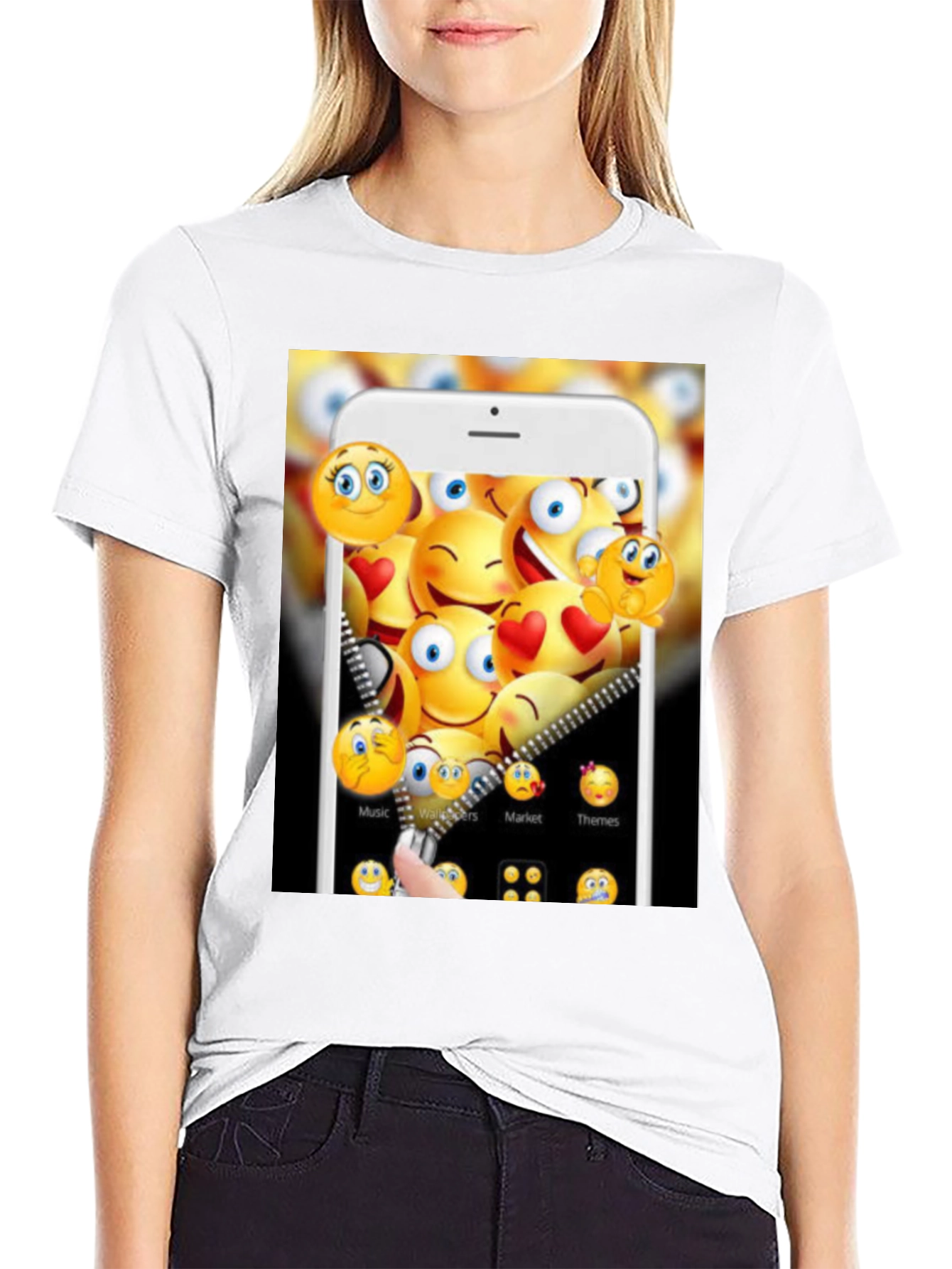 Emoji Phone Screen T-Shirt - Trendy Graphic Tee