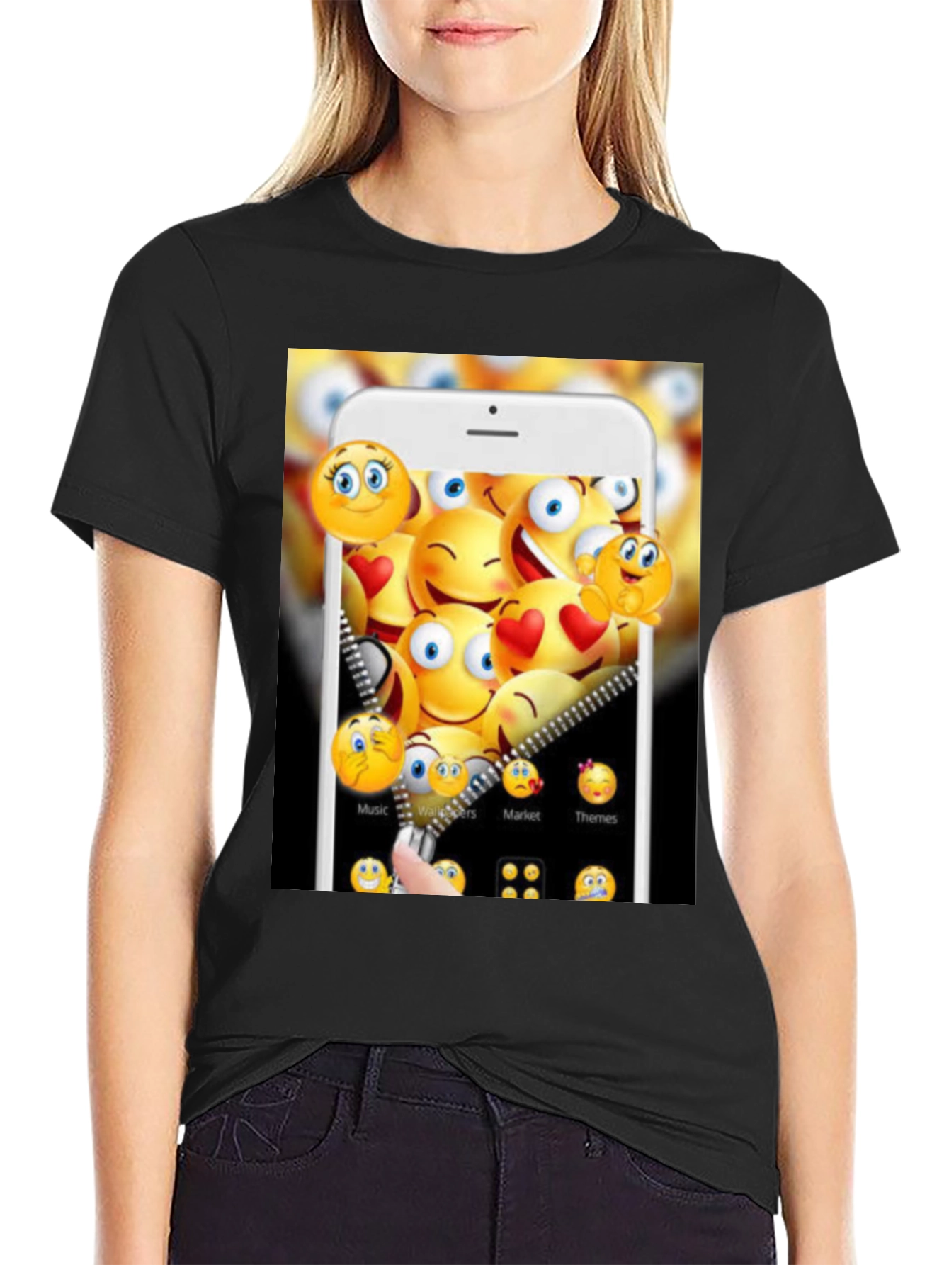 Emoji Phone Screen T-Shirt - Trendy Graphic Tee