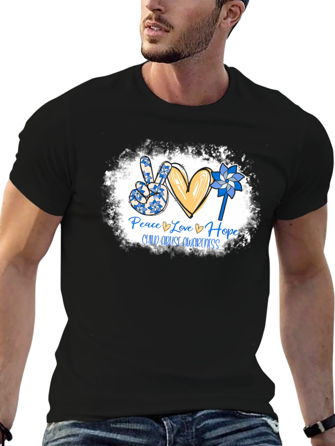 Child Abuse Awareness T-Shirt: Peace Love Hope