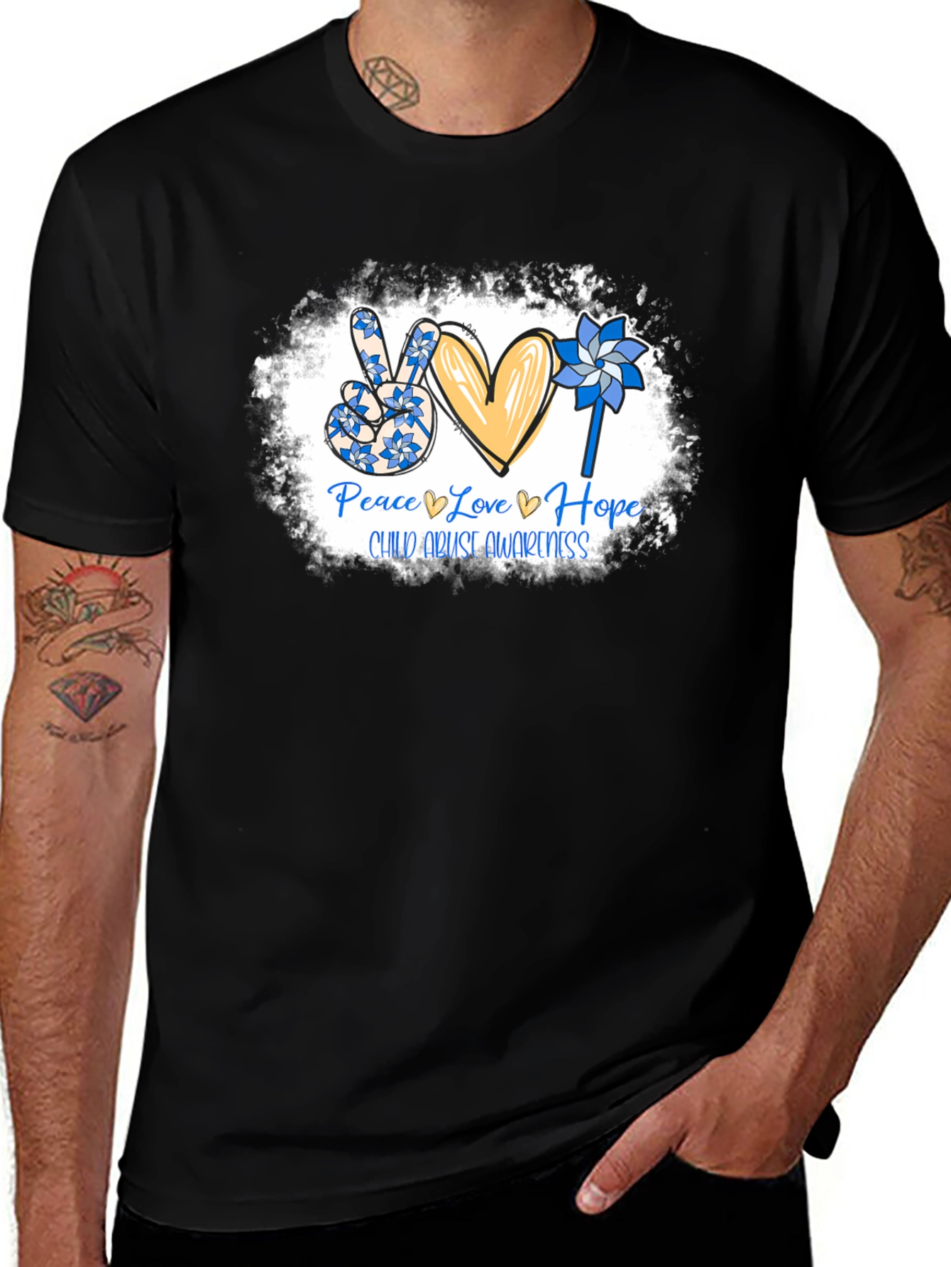 Child Abuse Awareness T-Shirt: Peace Love Hope