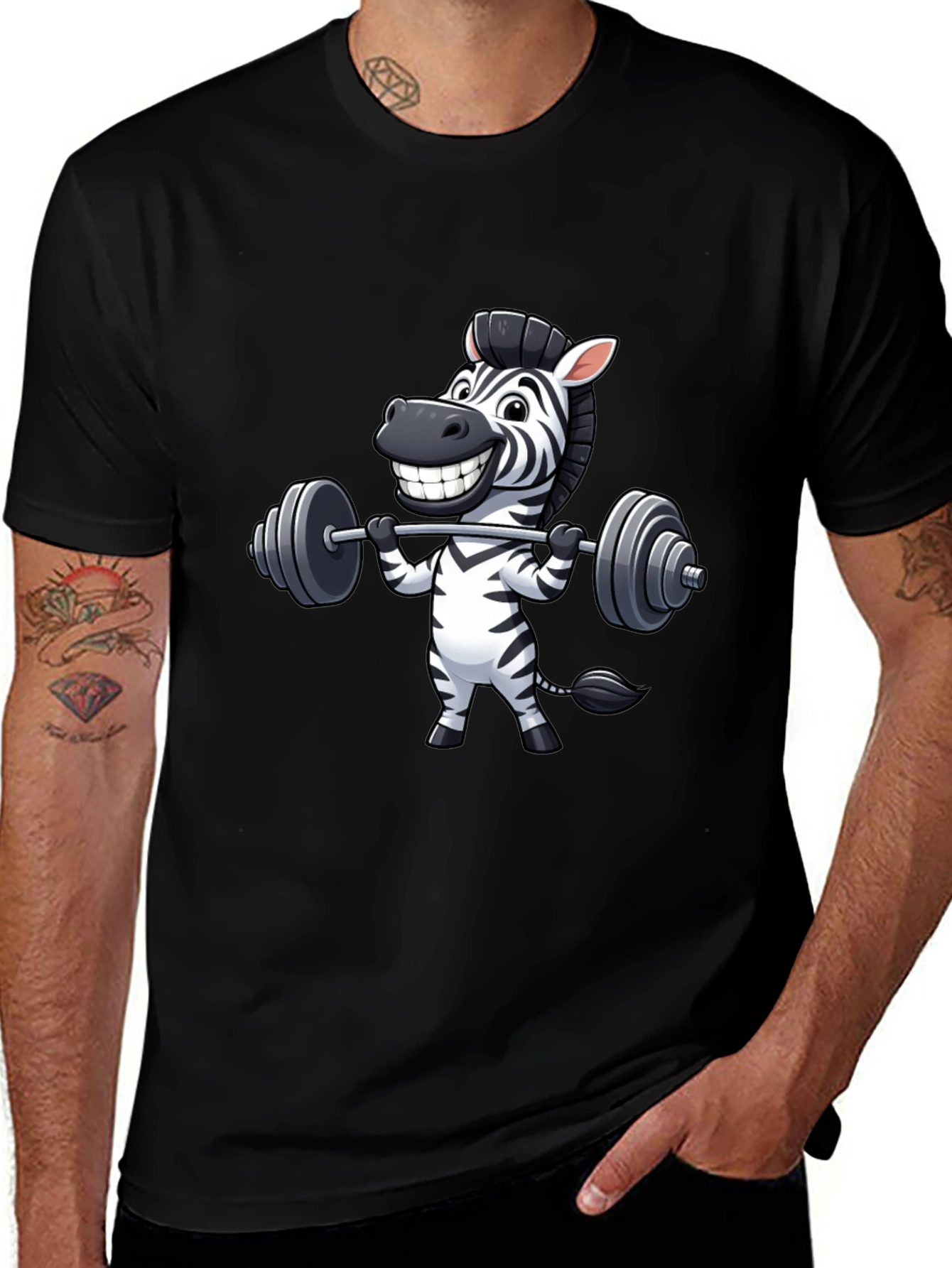 Zebra Gym Workout Black T-Shirt