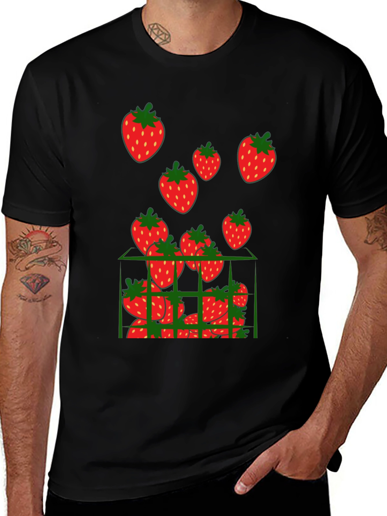 Strawberry Cage Black T-Shirt