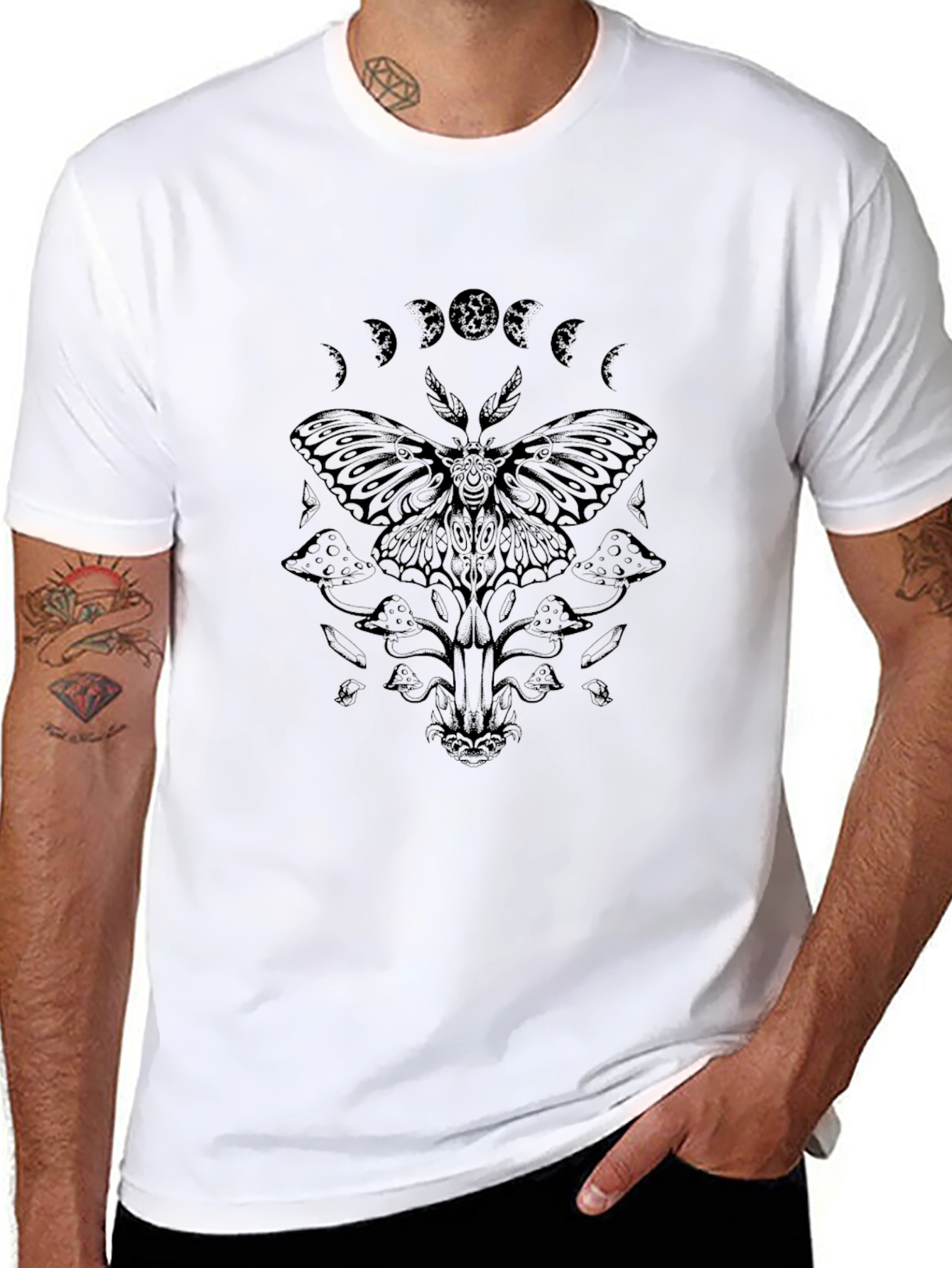 Moth Phases Graphic Tee - Unisex Black T-Shirt
