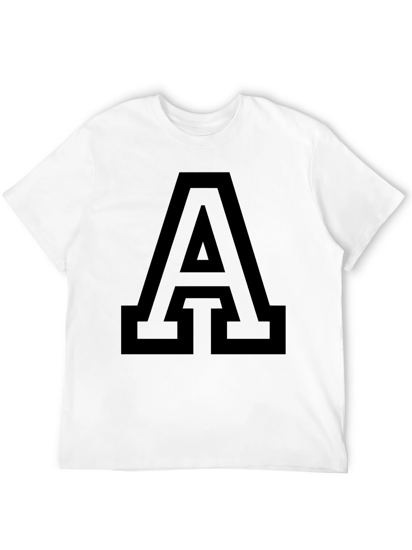 Bold Letter A Graphic Tee - Black Cotton T-Shirt