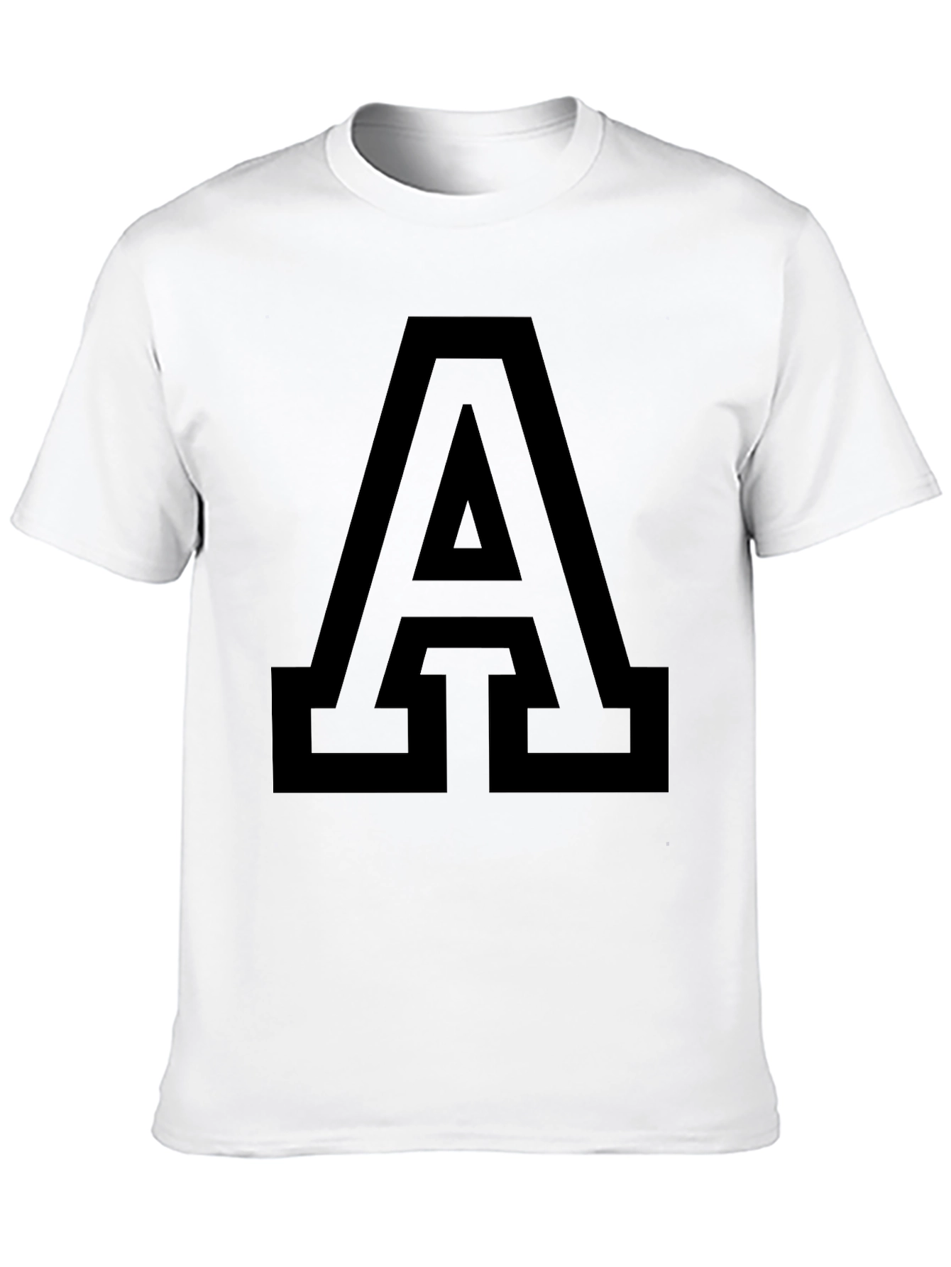 Bold Letter A Graphic Tee - Black Cotton T-Shirt