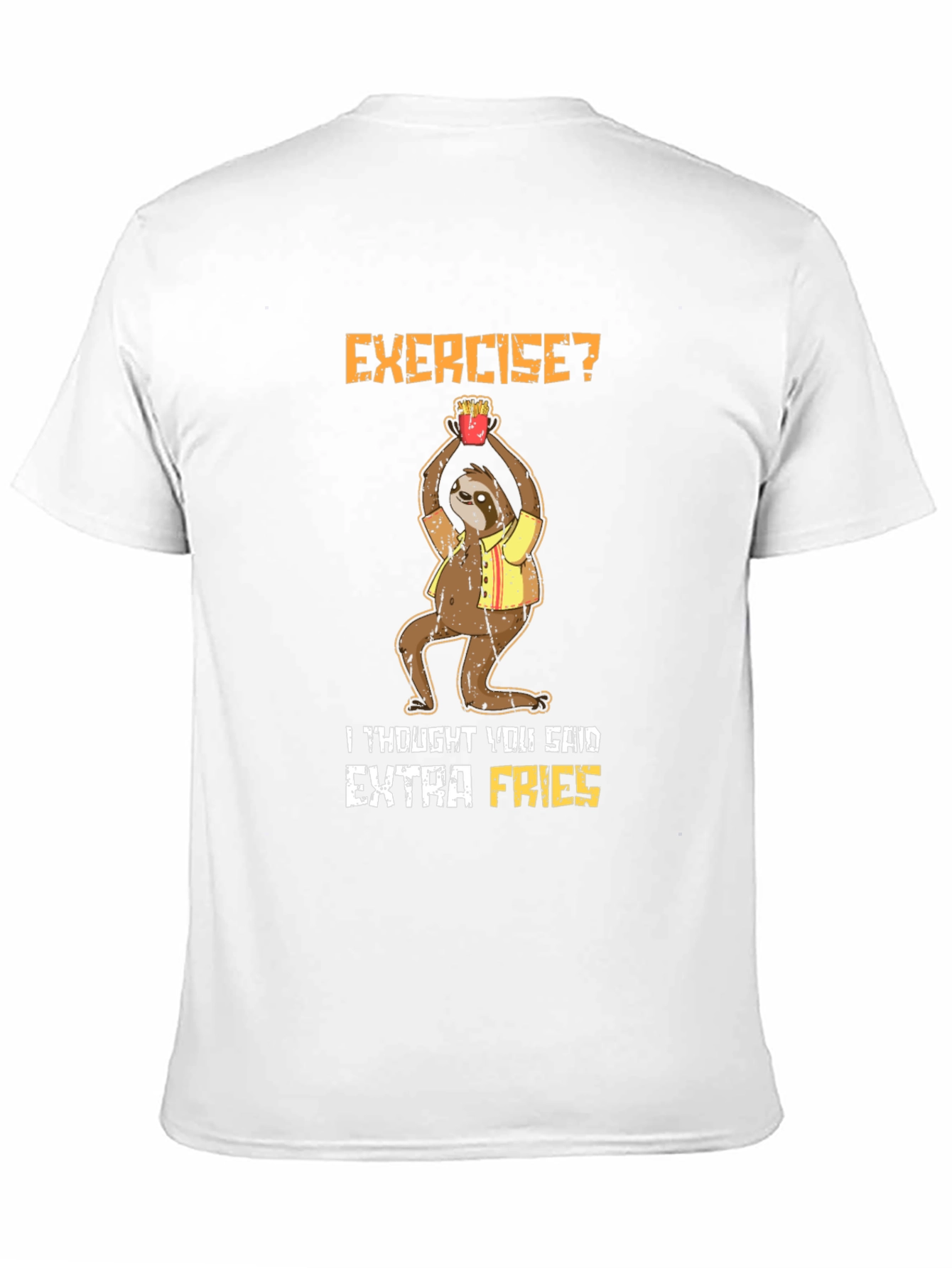 Exercise? Extra Fries Sloth Graphic T-Shirt
