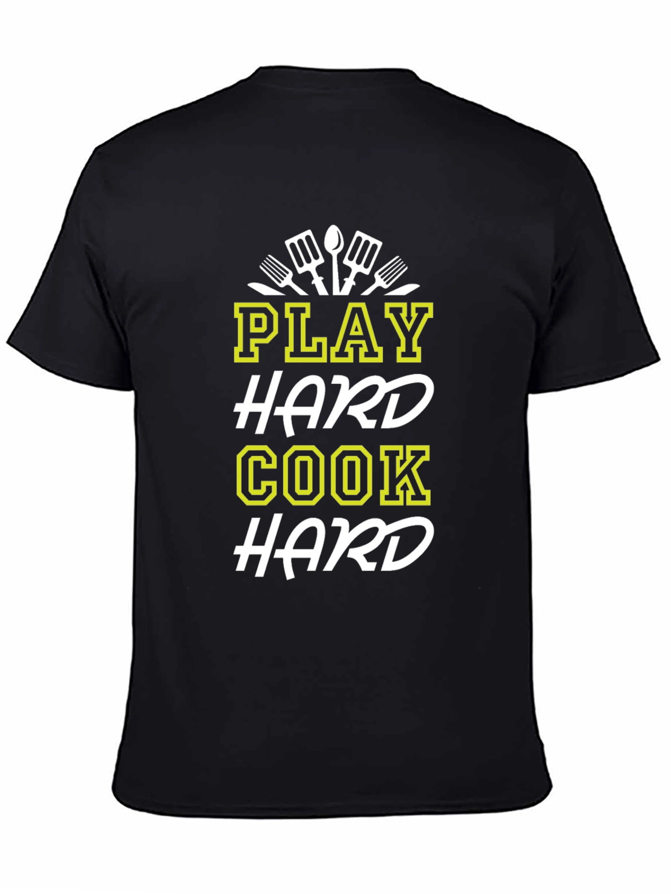 Play Hard Cook Hard Graphic T-Shirt - Black
