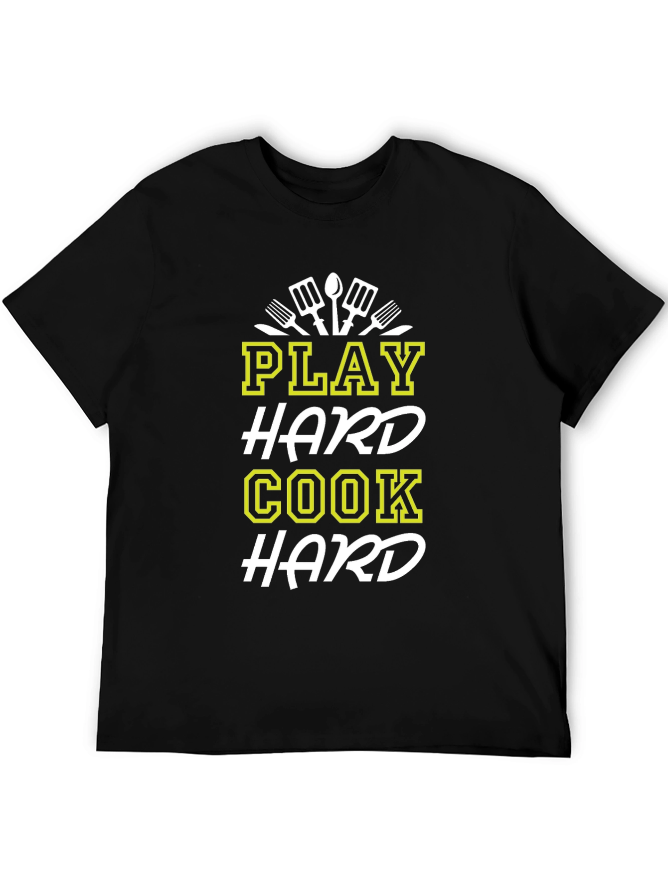 Play Hard Cook Hard Graphic T-Shirt - Black