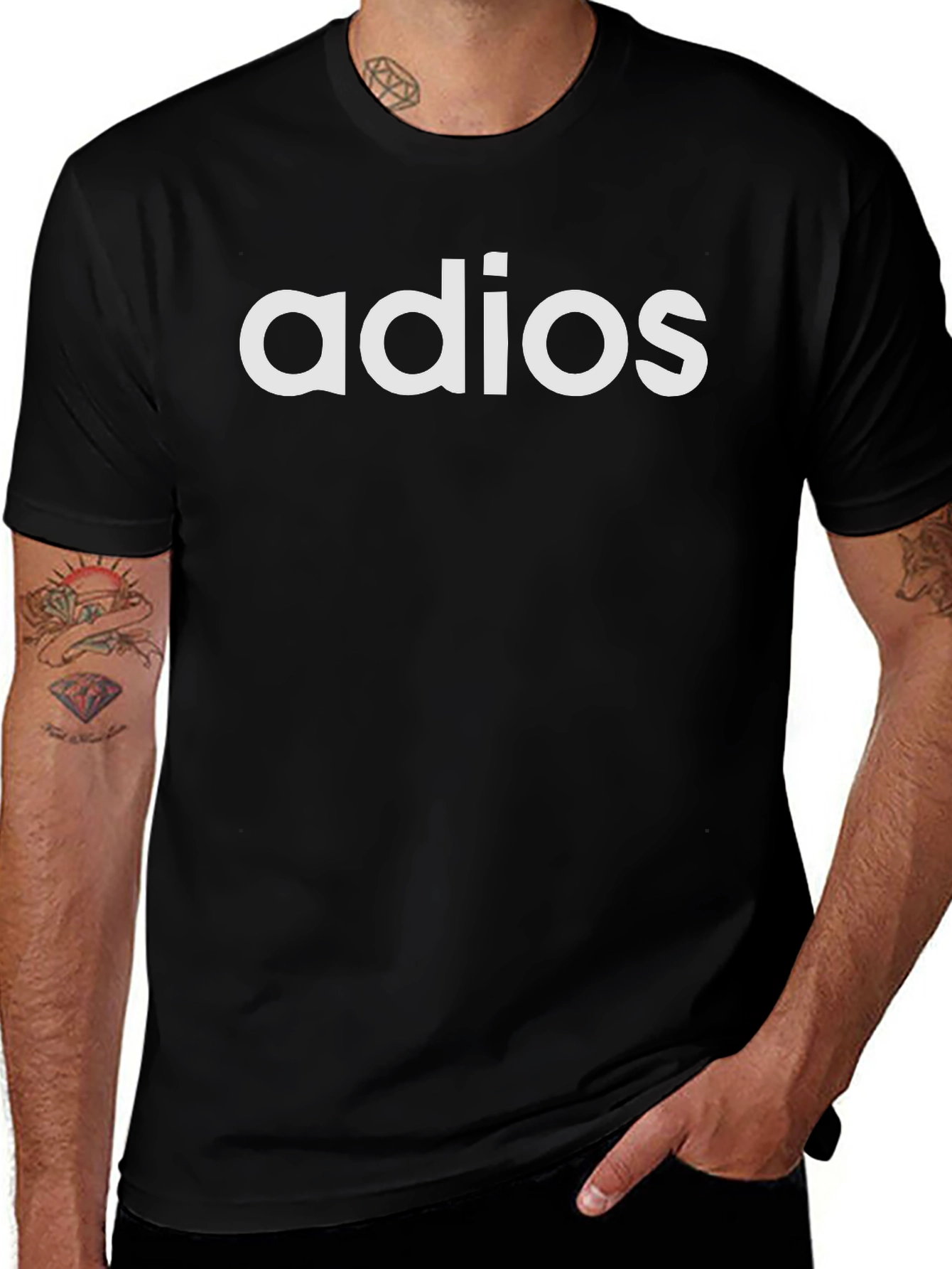 Adios Graphic Tee - Black Casual T-Shirt