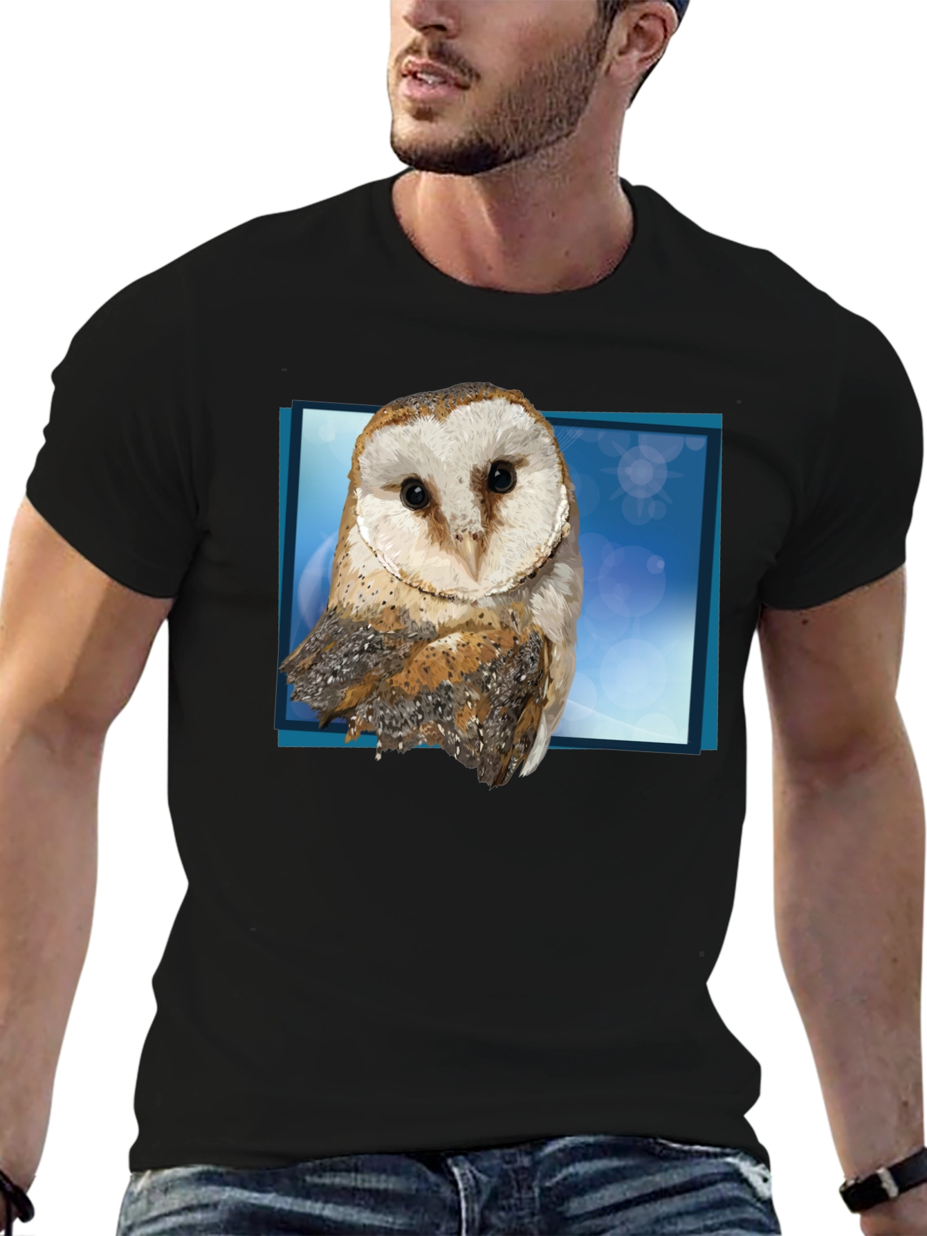 Barn Owl Graphic Tee - Mens Black T-Shirt