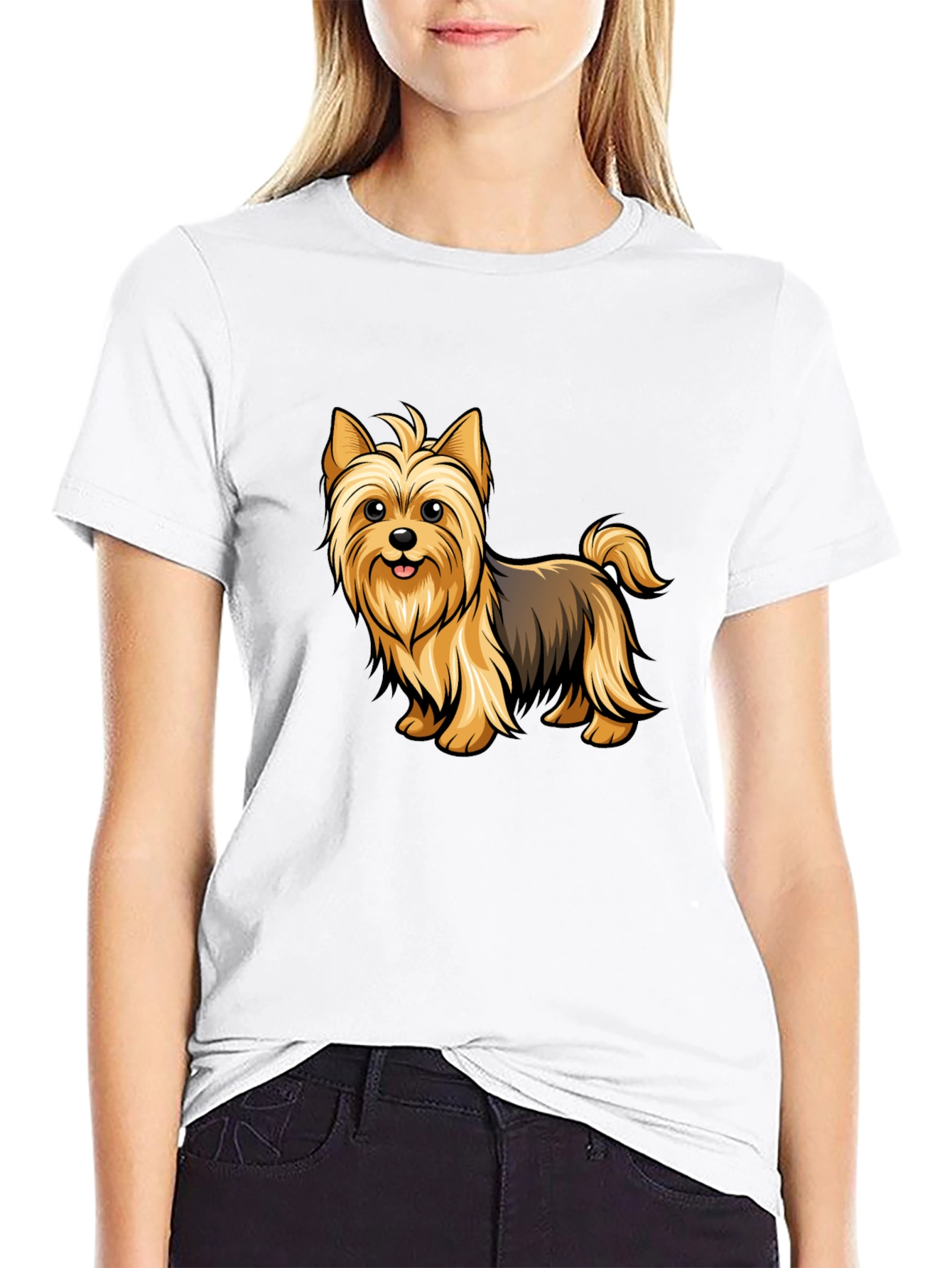 Yorkie Dog Graphic T-Shirt - Black Cotton Tee