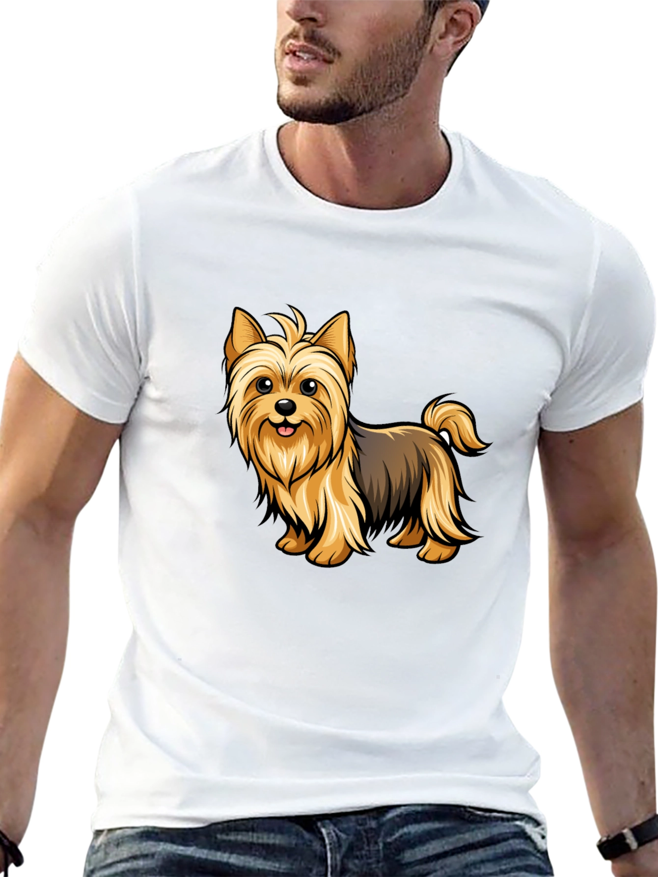 Yorkie Dog Graphic T-Shirt - Black Cotton Tee