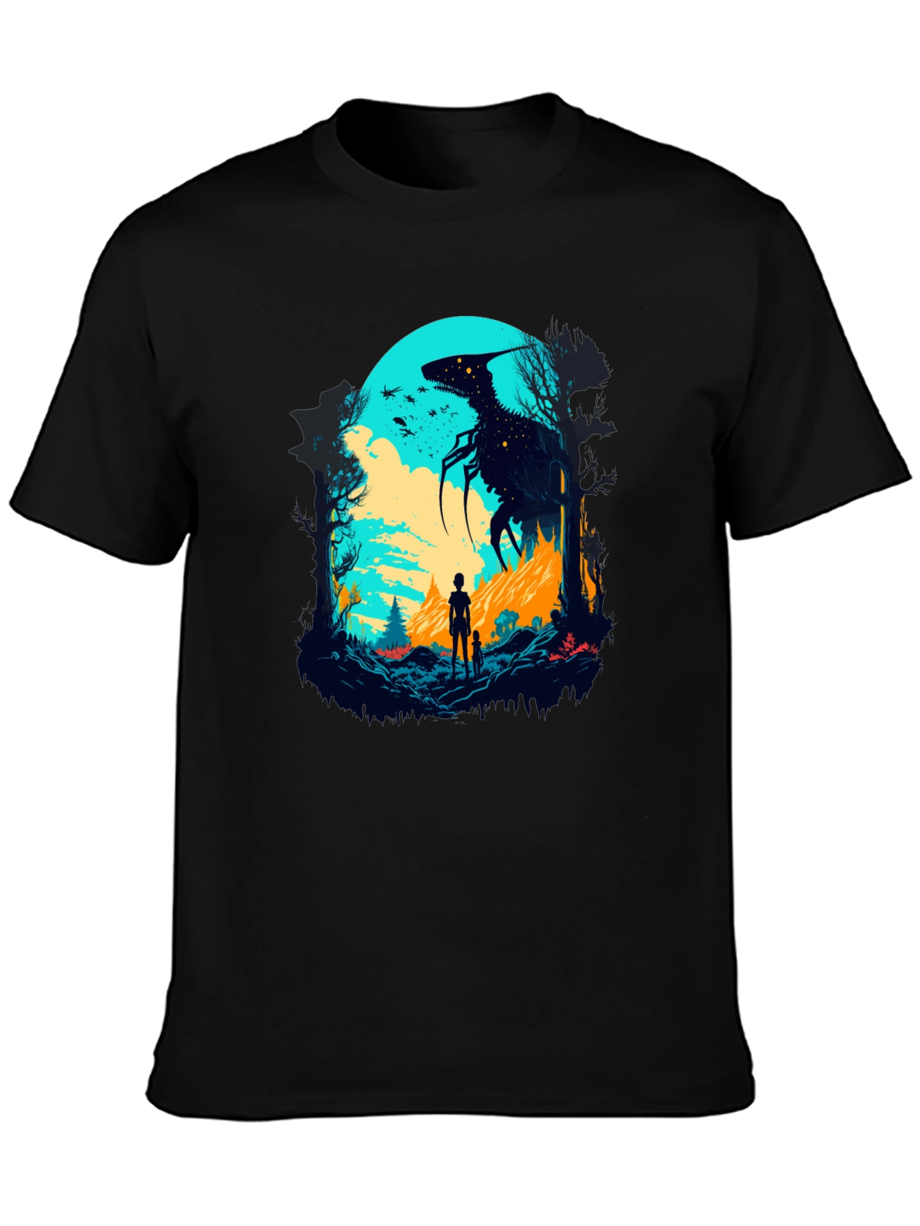Monster Silhouette Graphic Tee - Black