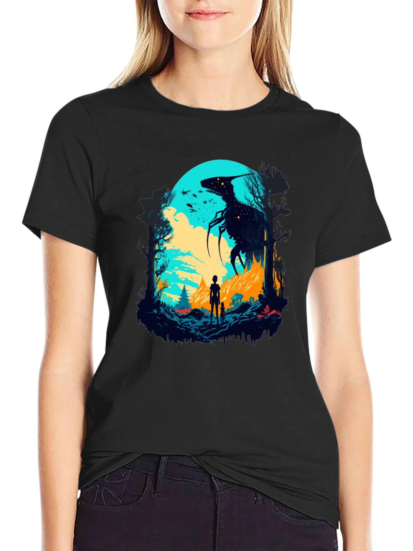 Monster Silhouette Graphic Tee - Black