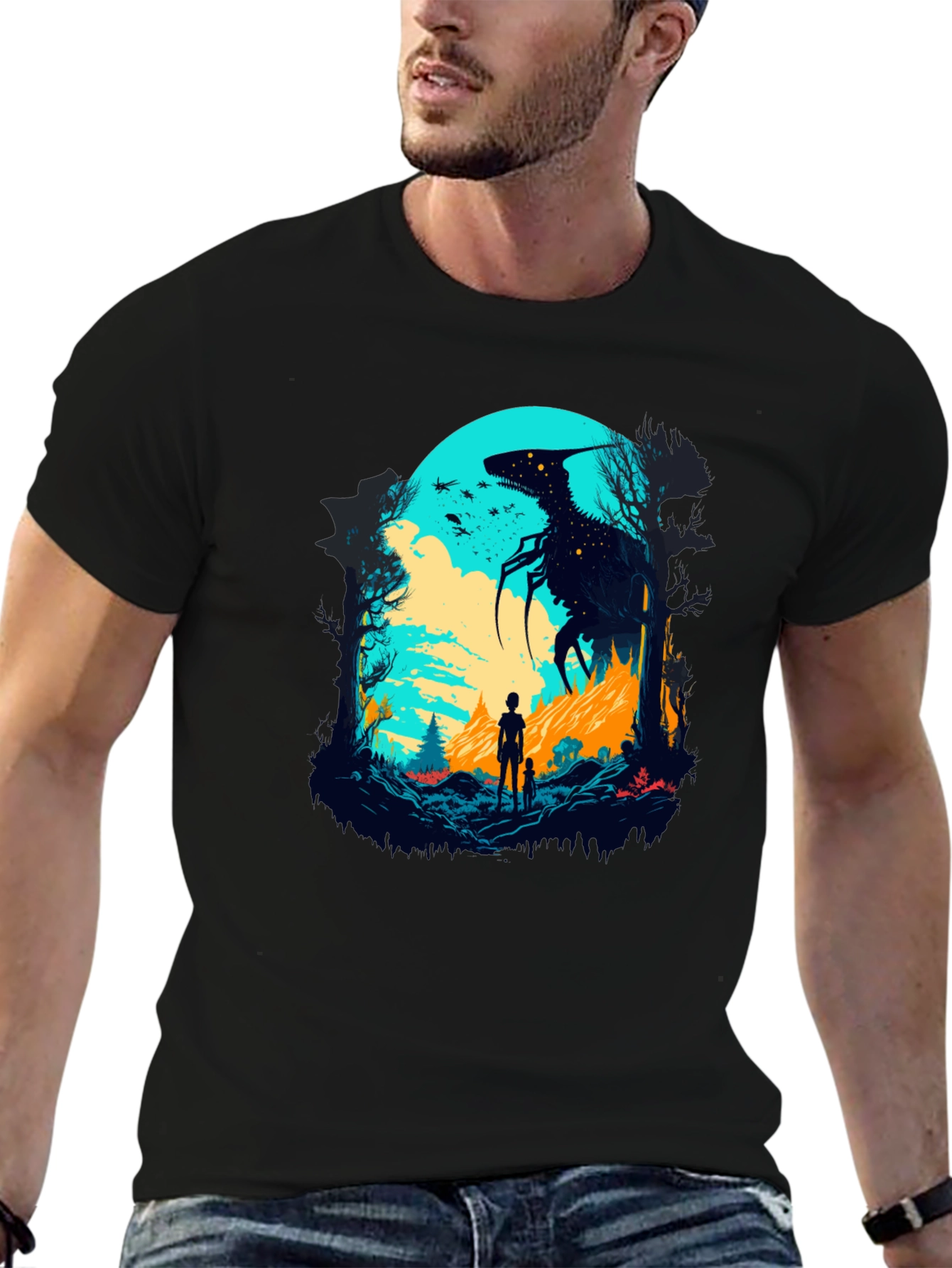 Monster Silhouette Graphic Tee - Black