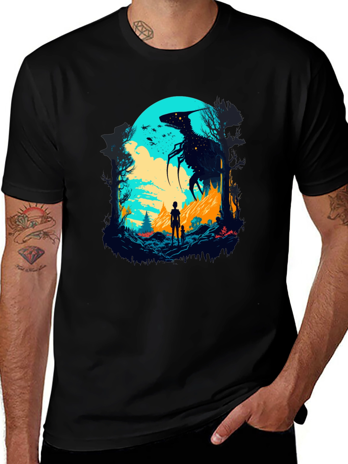 Monster Silhouette Graphic Tee - Black