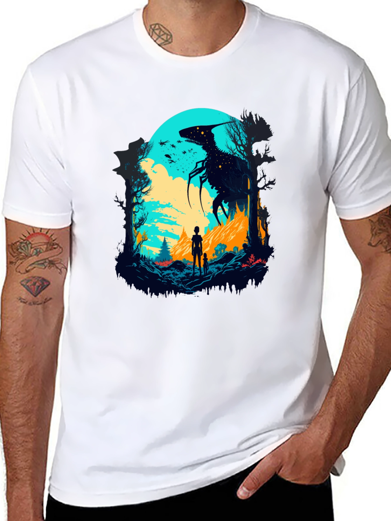 Monster Silhouette Graphic Tee - Black
