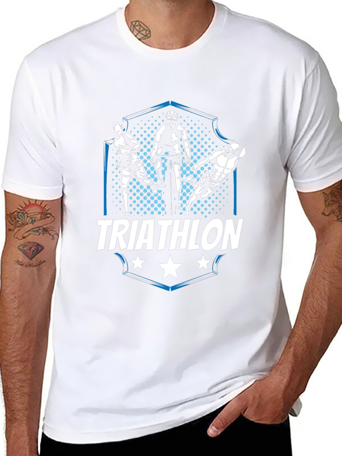 Triathlon Black Graphic T-Shirt - Sports Design