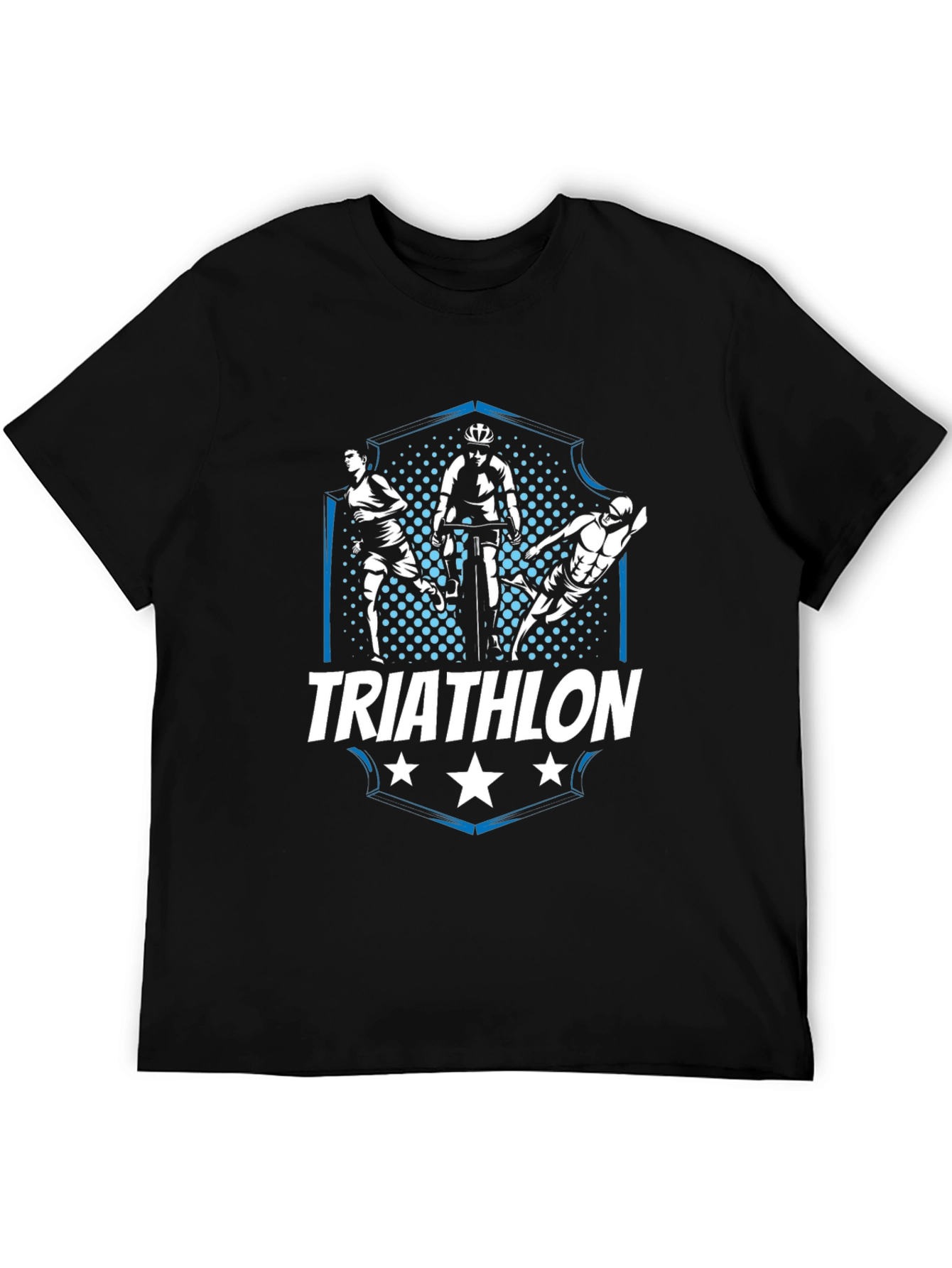 Triathlon Black Graphic T-Shirt - Sports Design