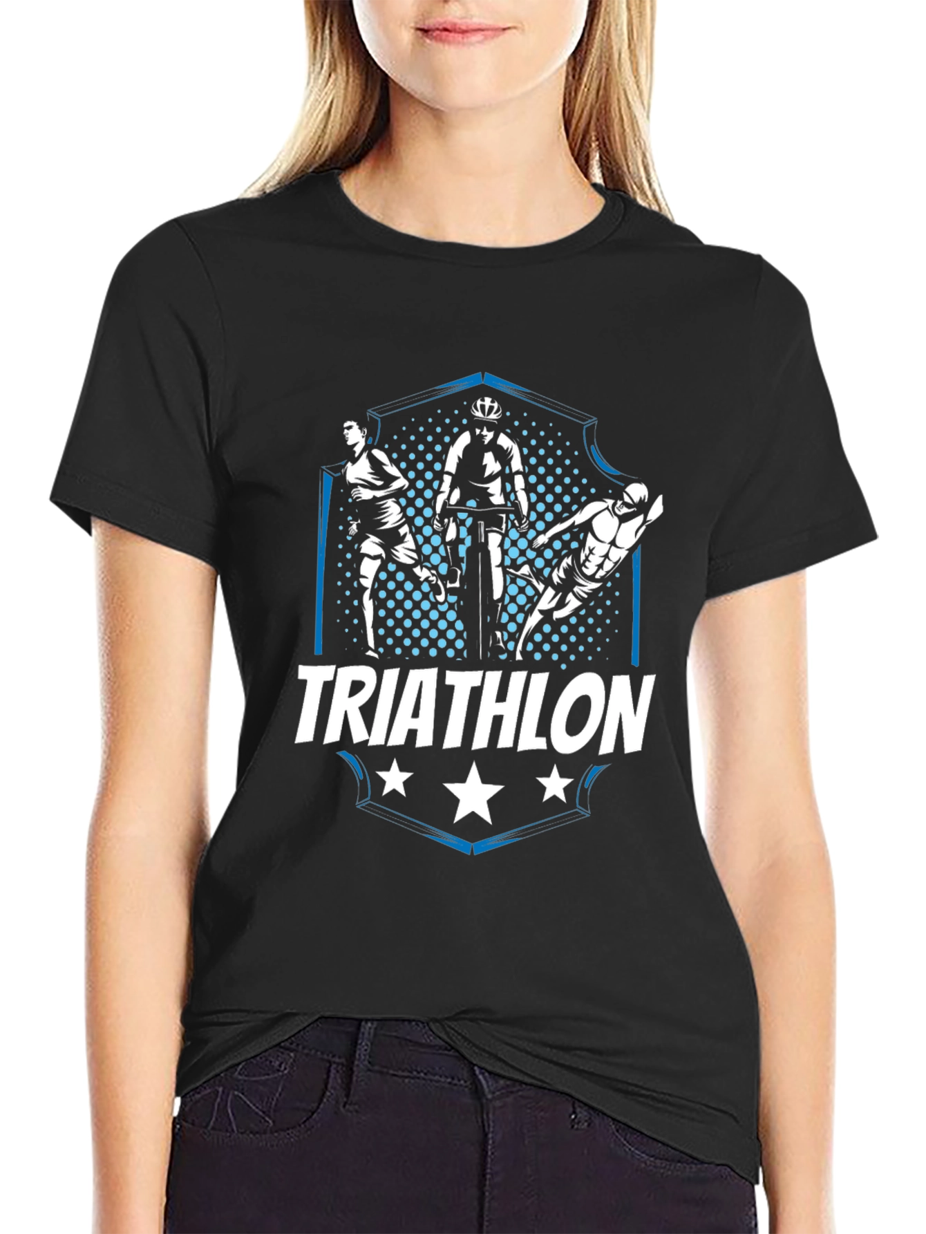 Triathlon Black Graphic T-Shirt - Sports Design