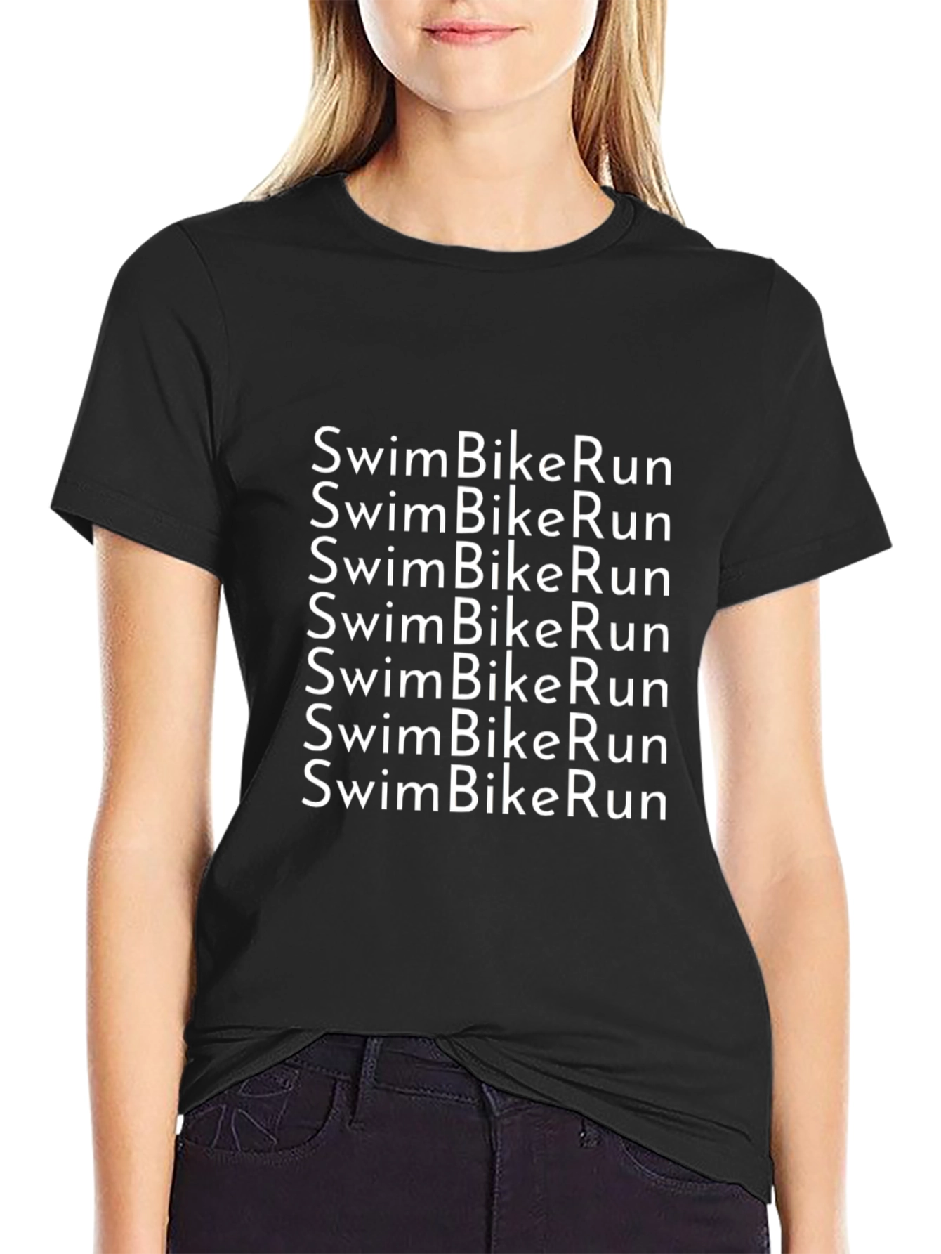 Swim Bike Run Black Graphic Tee