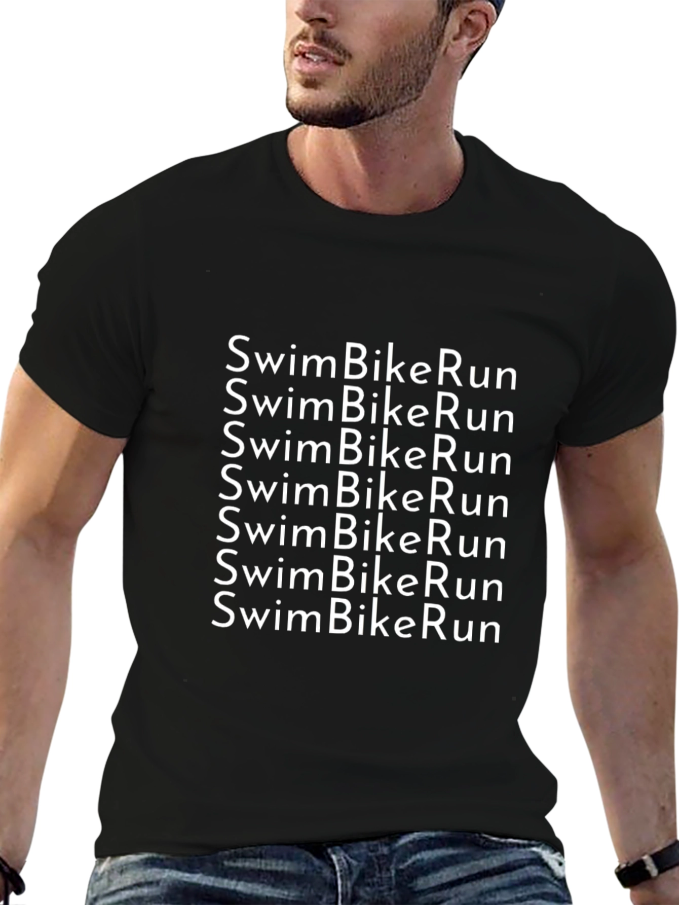 Swim Bike Run Black Graphic Tee