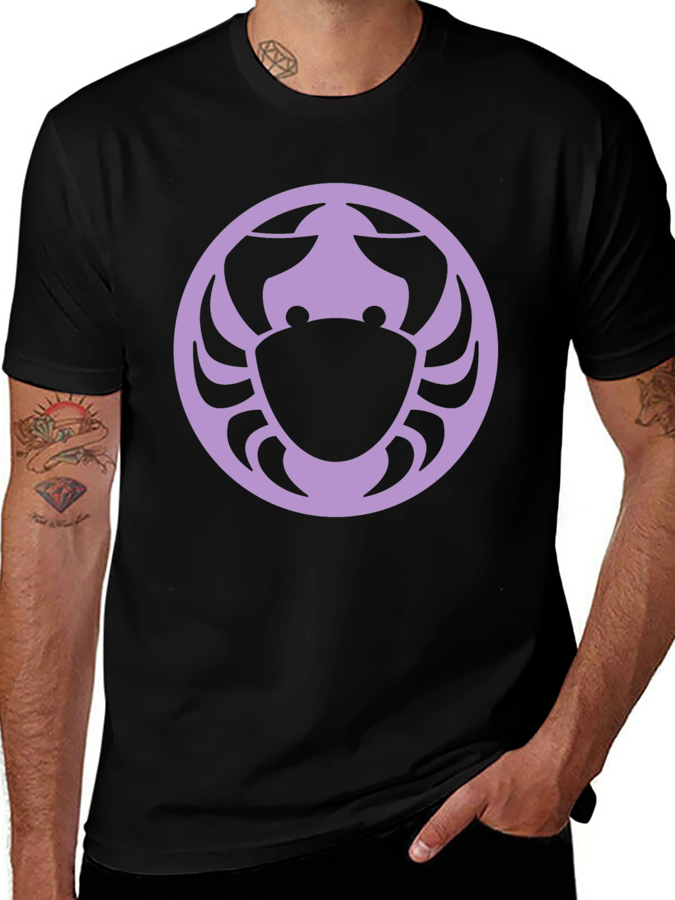 Black T-Shirt with Zodiac Crab Circle
