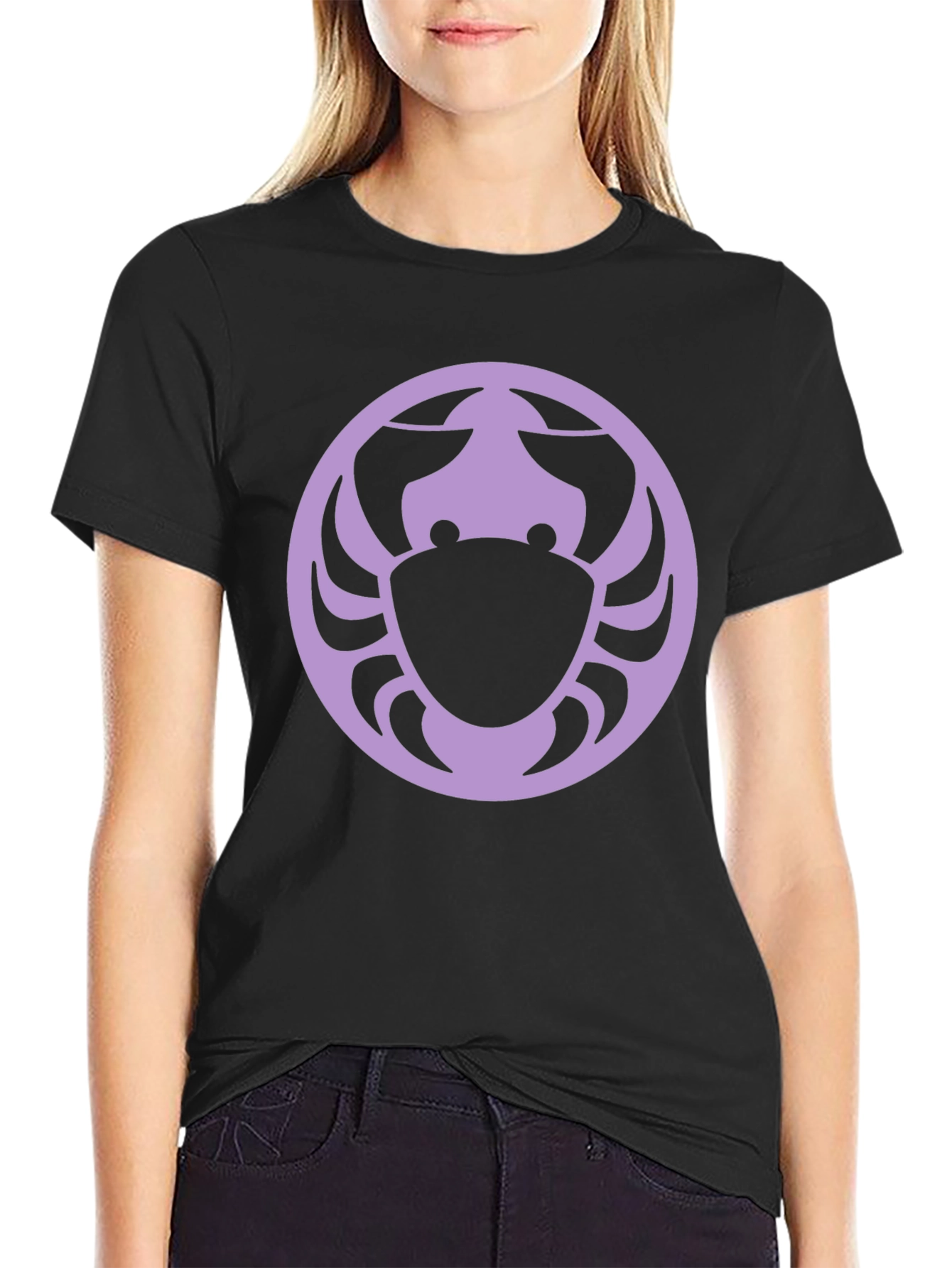 Black T-Shirt with Zodiac Crab Circle