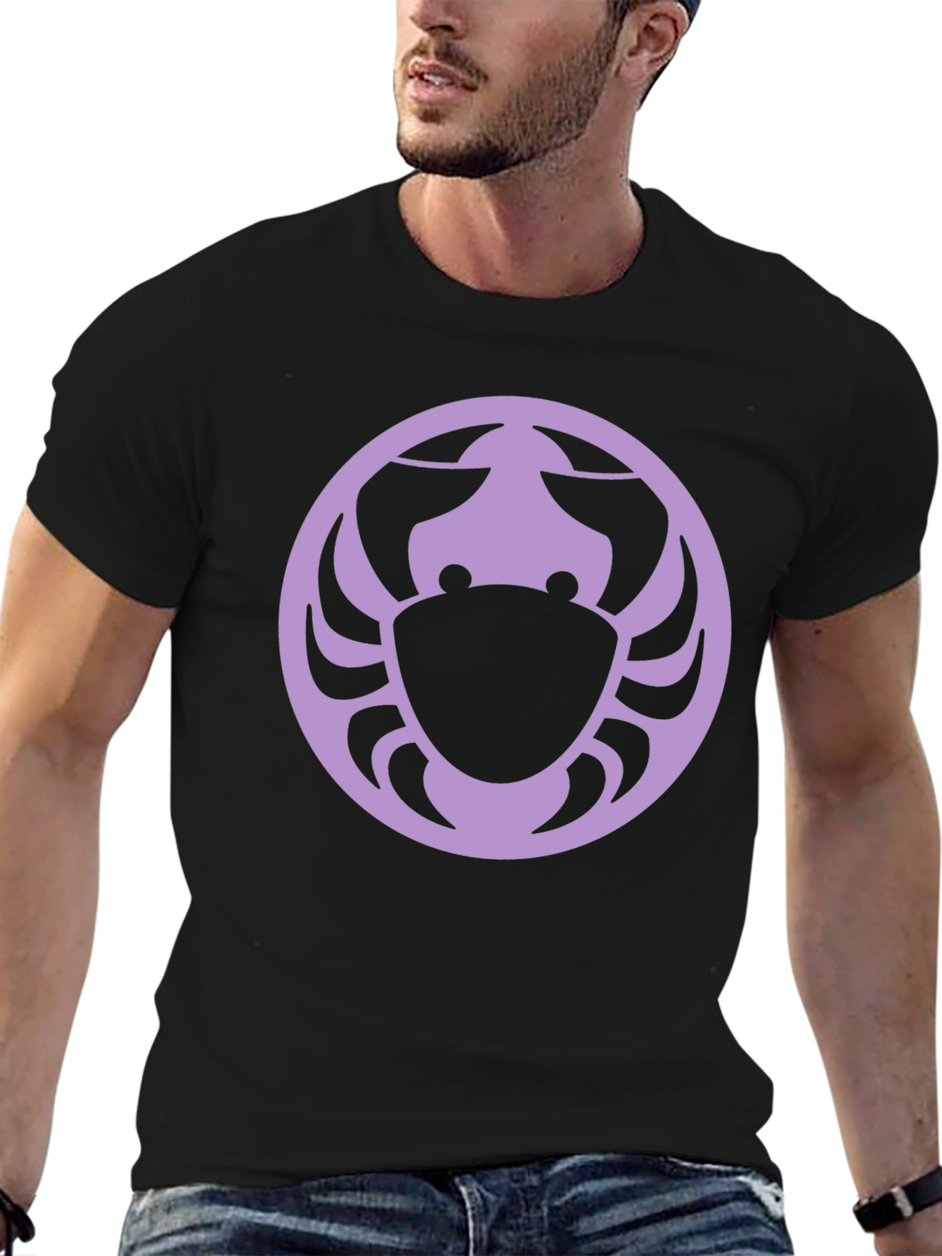Black T-Shirt with Zodiac Crab Circle