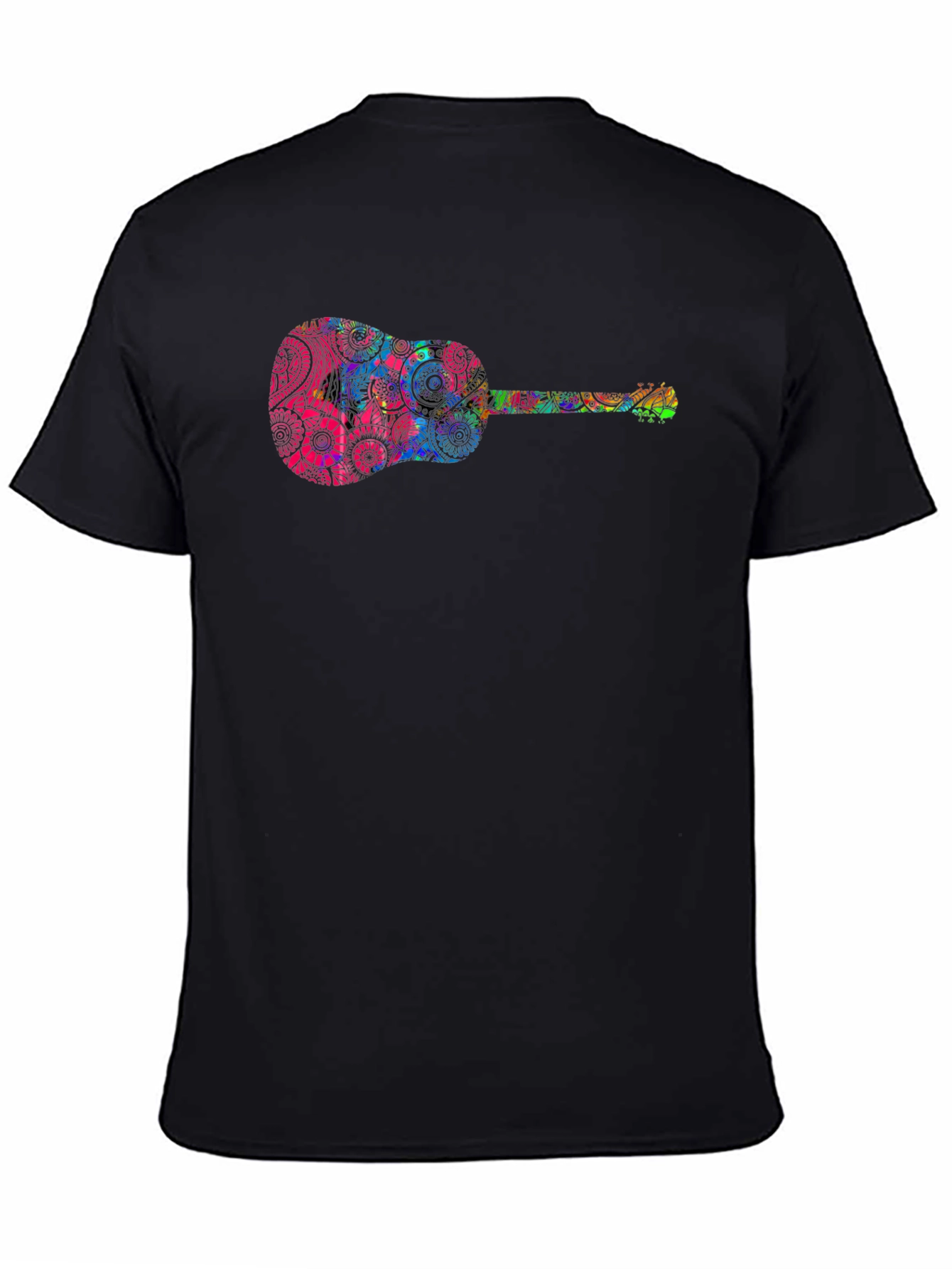 Psychedelic Guitar Graphic Tee - Black