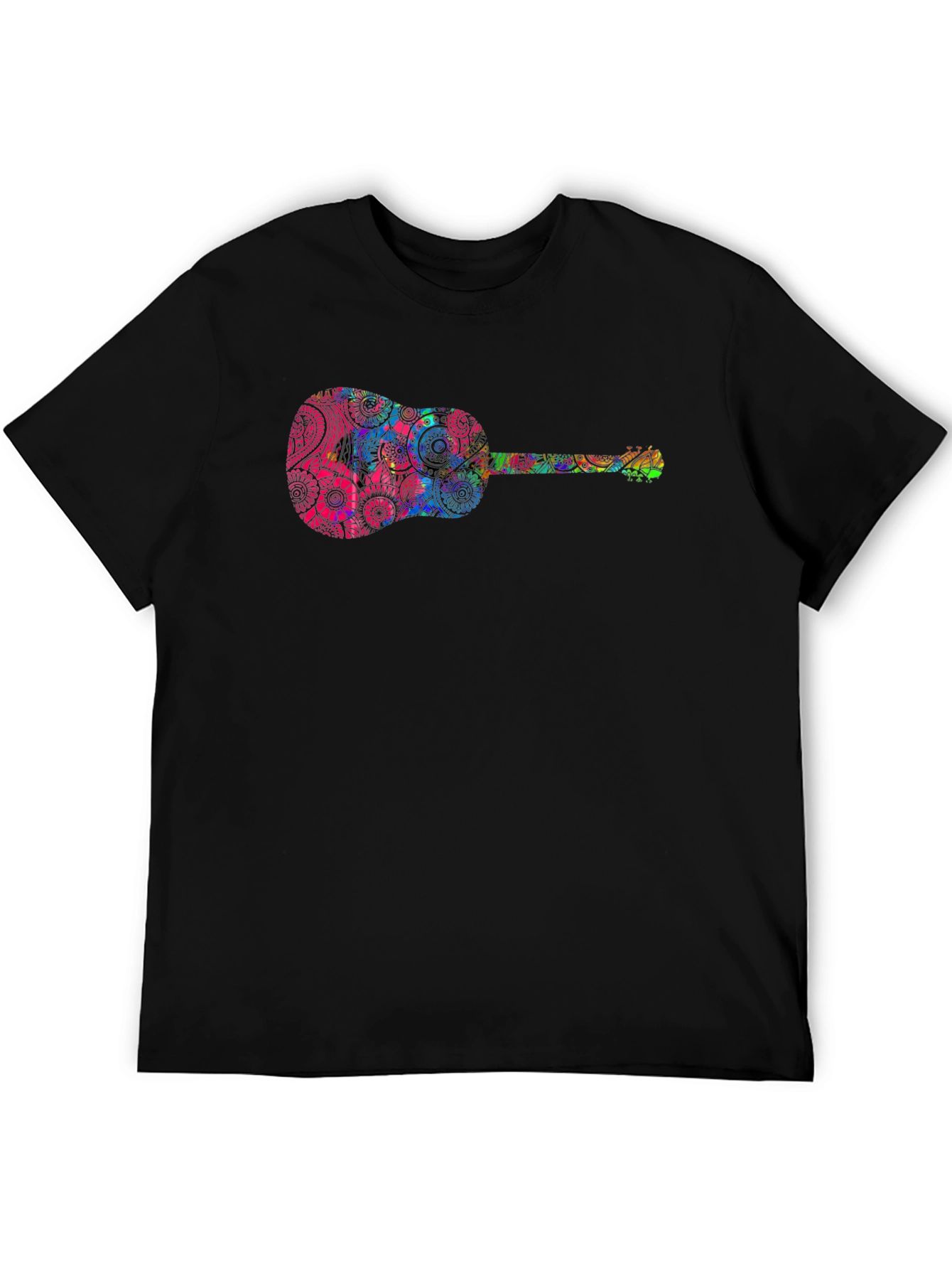 Psychedelic Guitar Graphic Tee - Black