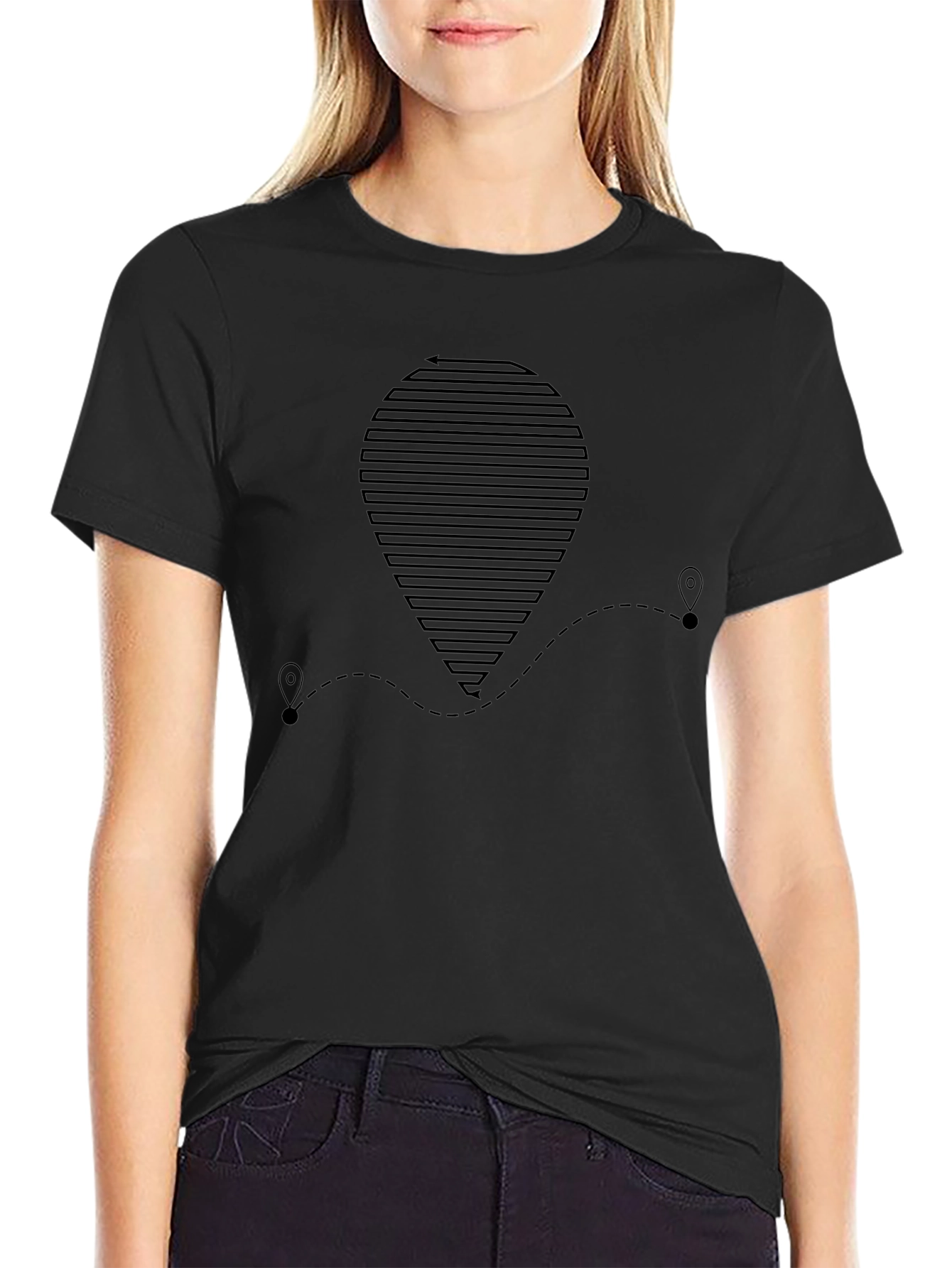 Location Route Black T-Shirt - Travel Adventure Style