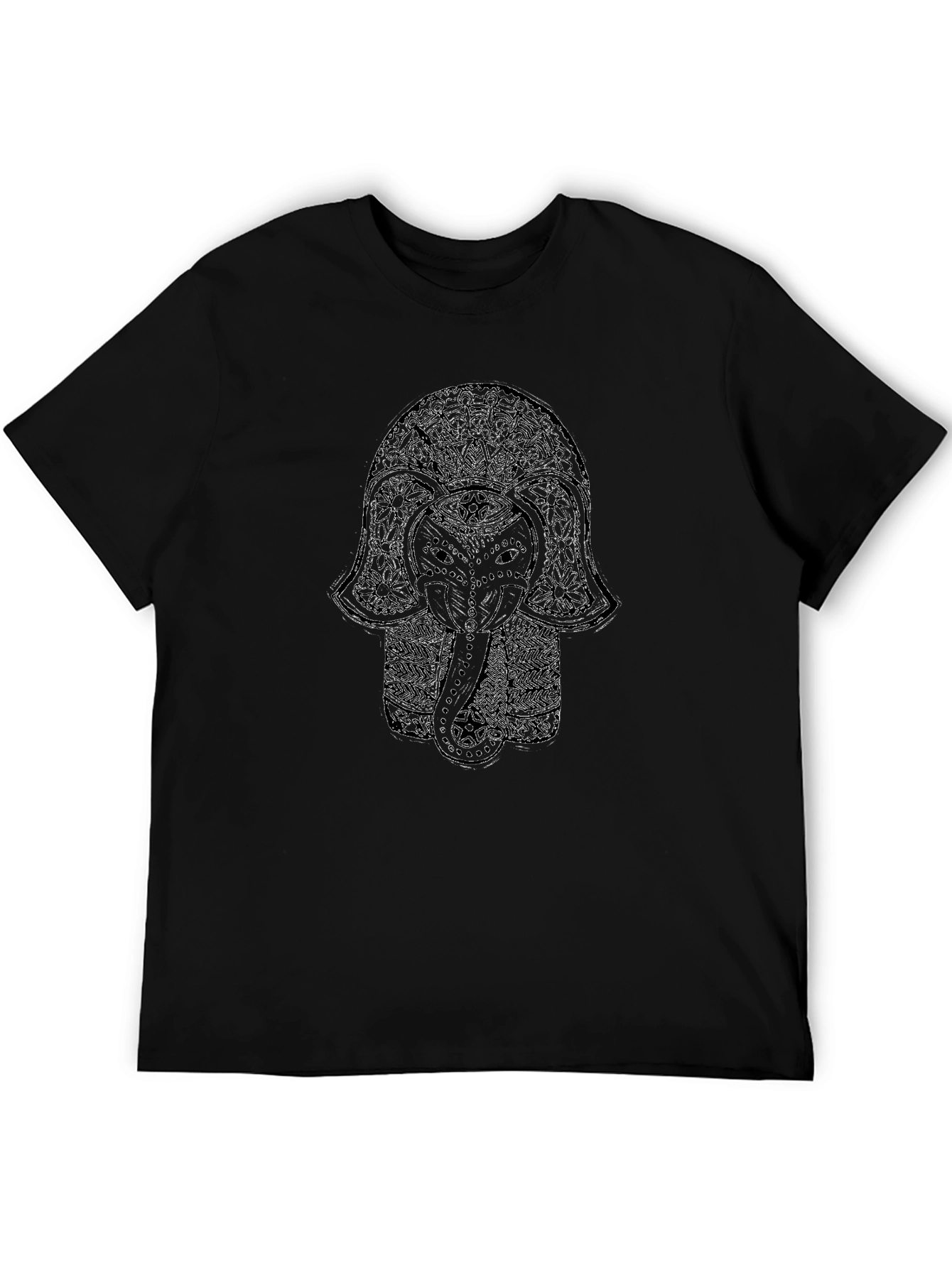 Elephant Mandala Graphic Black T-Shirt