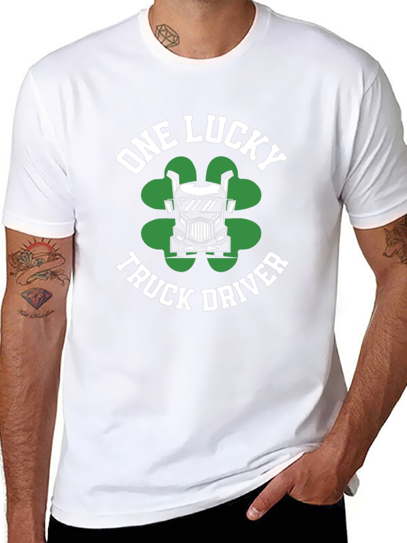 Lucky Truck Driver Black Graphic T-Shirt