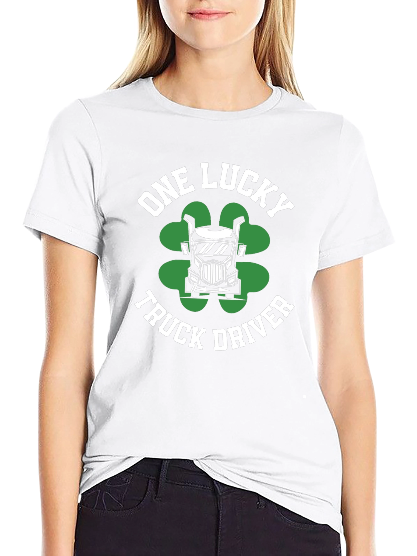 Lucky Truck Driver Black Graphic T-Shirt