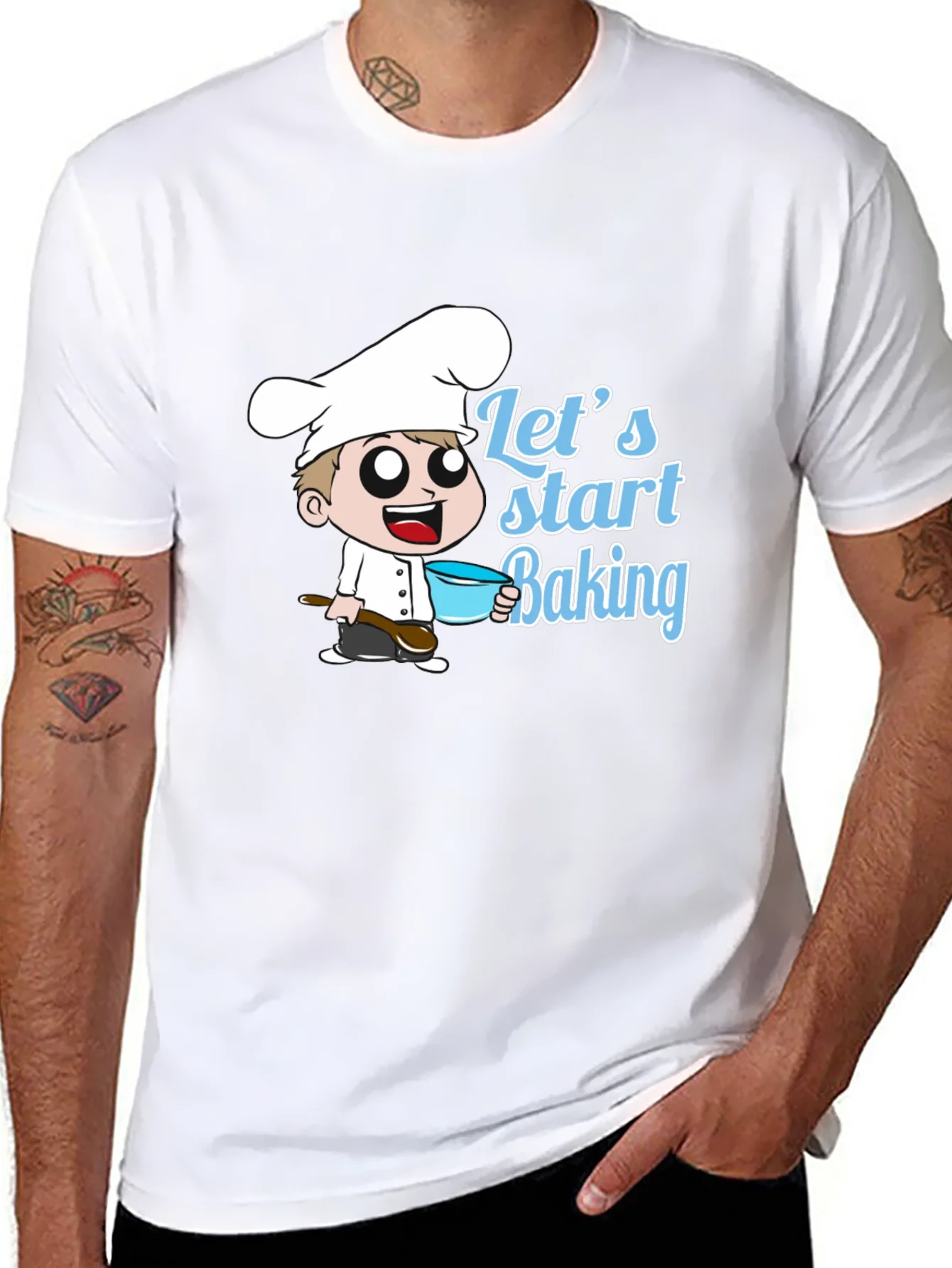 Lets Start Baking T-Shirt - Chef Cartoon Design