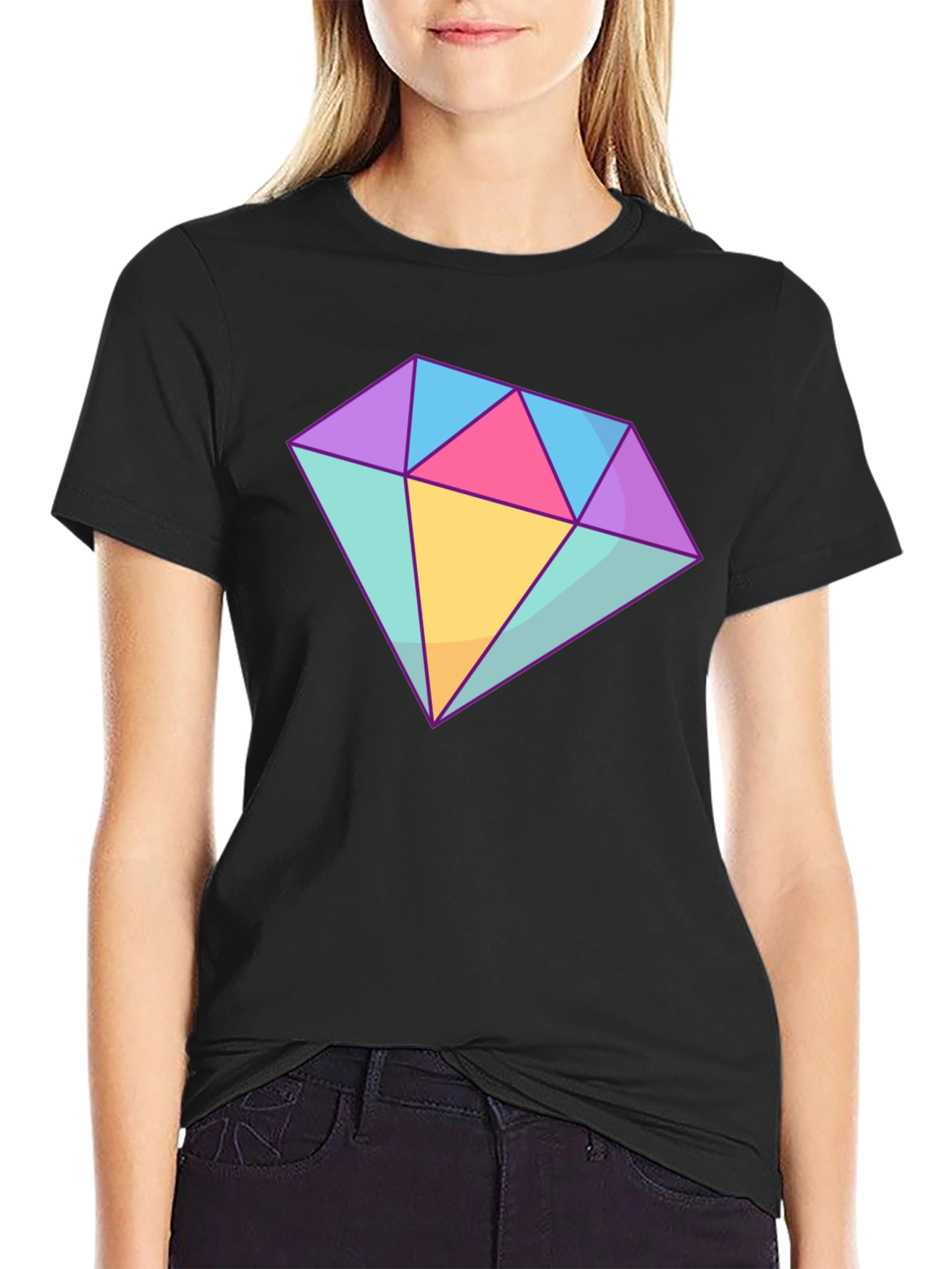 Diamond Graphic Tee - Stylish Cotton Blend T-Shirt