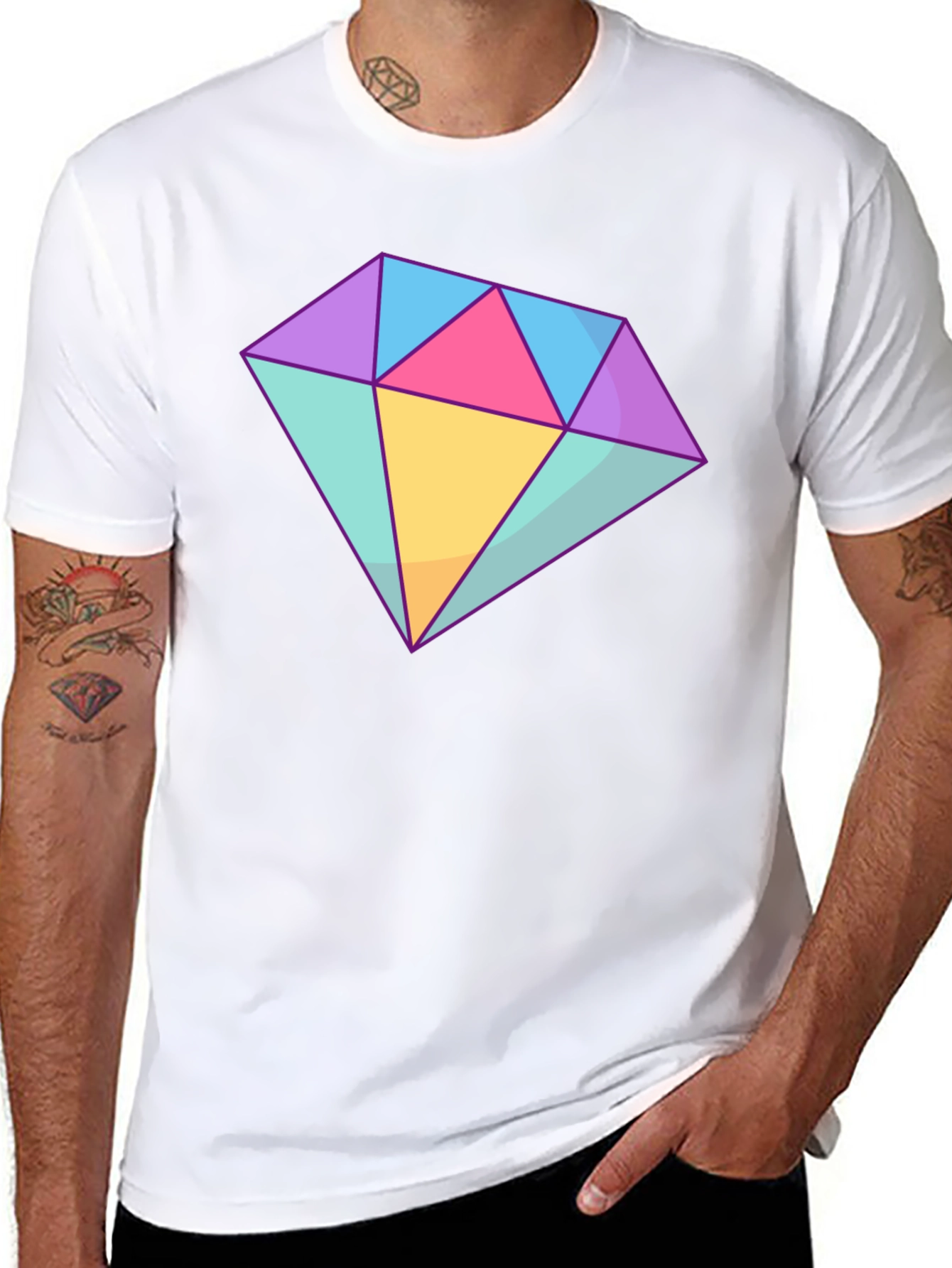 Diamond Graphic Tee - Stylish Cotton Blend T-Shirt