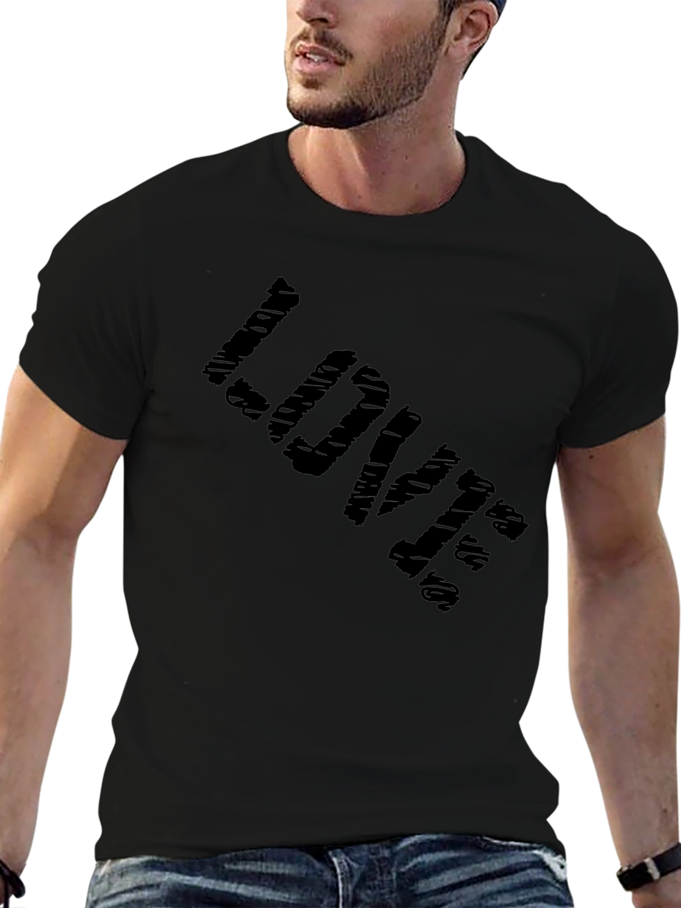 Love Distressed Black Graphic T-Shirt