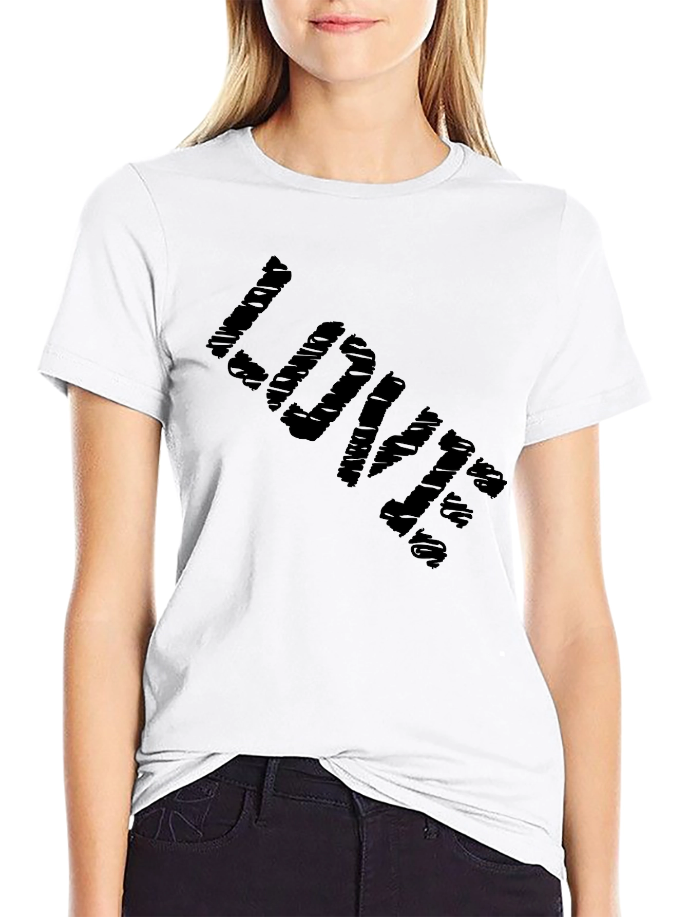 Love Distressed Black Graphic T-Shirt