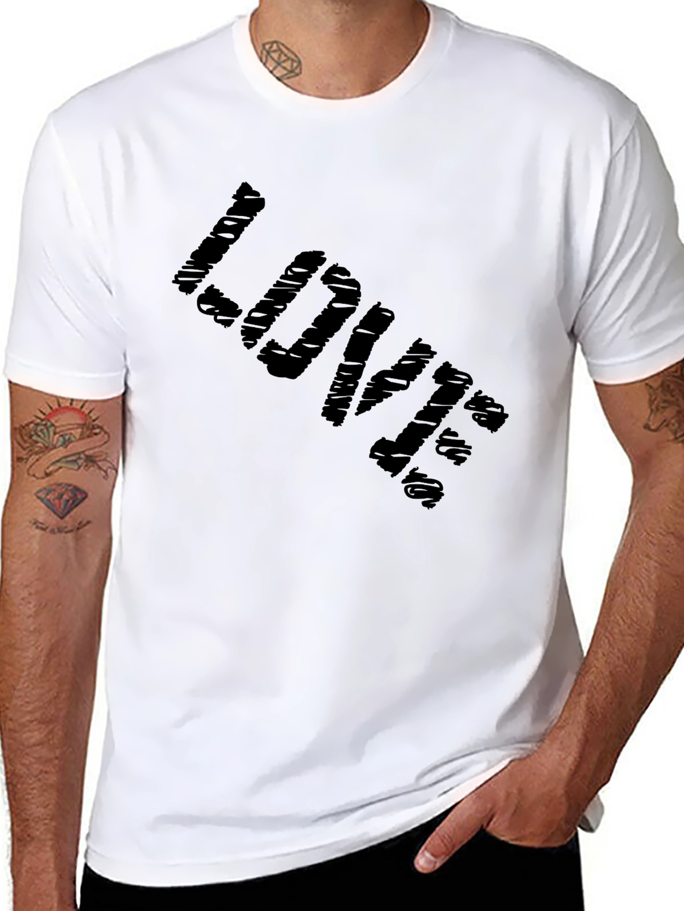 Love Distressed Black Graphic T-Shirt