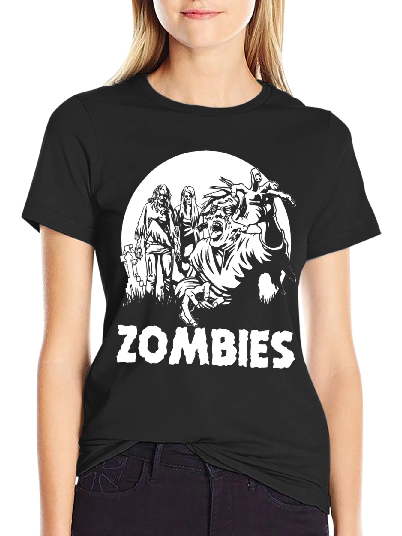 Zombies Graphic Print T-Shirt - Black