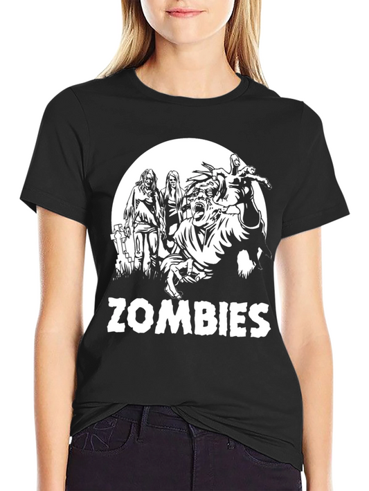 Zombies Graphic Print T-Shirt - Black