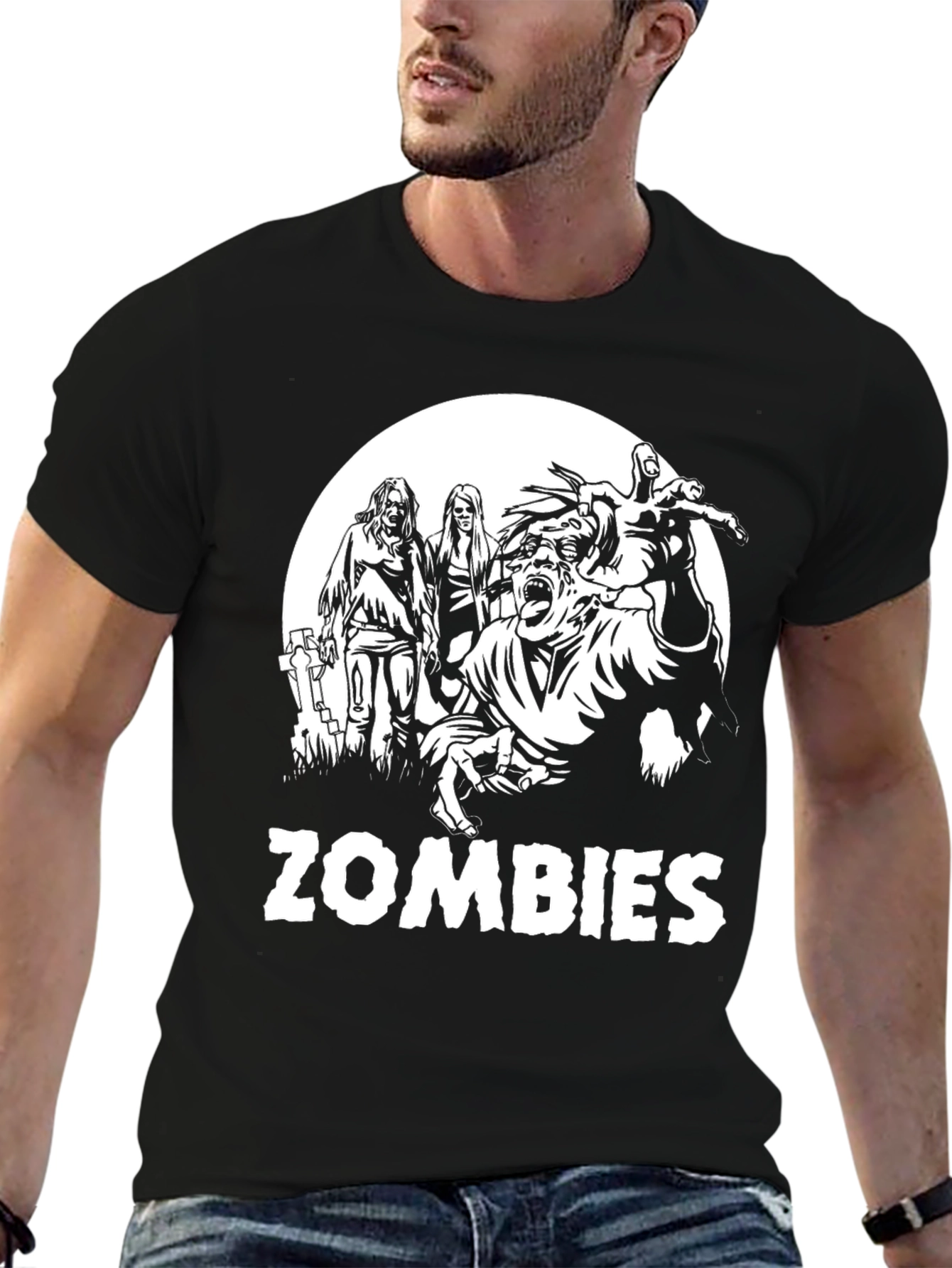 Zombies Graphic Print T-Shirt - Black